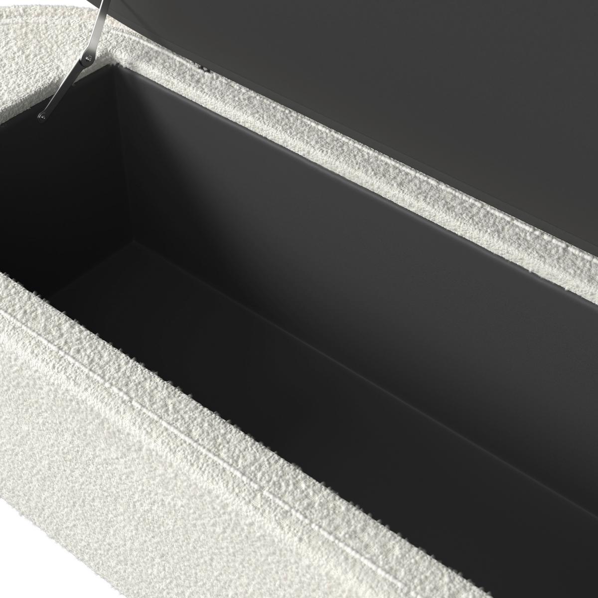 Hockerbank Benji Elfenbein Bouclé Gepolstert mit Stauraum - Elfenbein, MODERN, Holz/Textil (125/51/49cm) - Bessagi Home