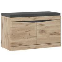 Bancă pentru hol TWIST - culoare lemn stejar/antracit, Modern, textil/material pe bază de lemn (86/49/39,9cm) - Modern Living