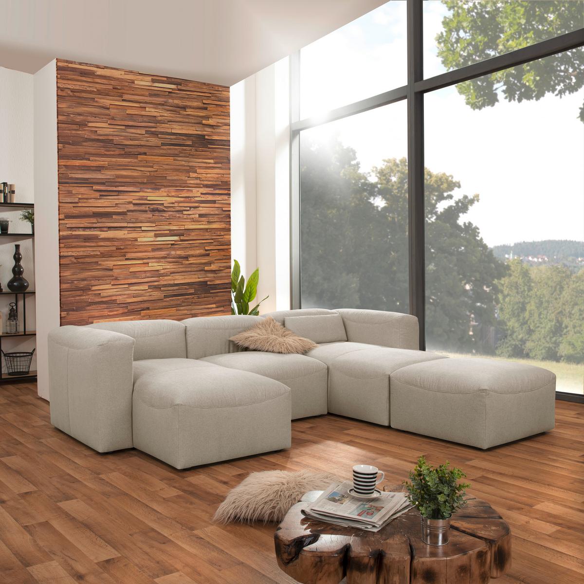 WOHNLANDSCHAFT LENA - Creme, Design, Kunststoff/Textil (160/275/235cm) - Max Winzer