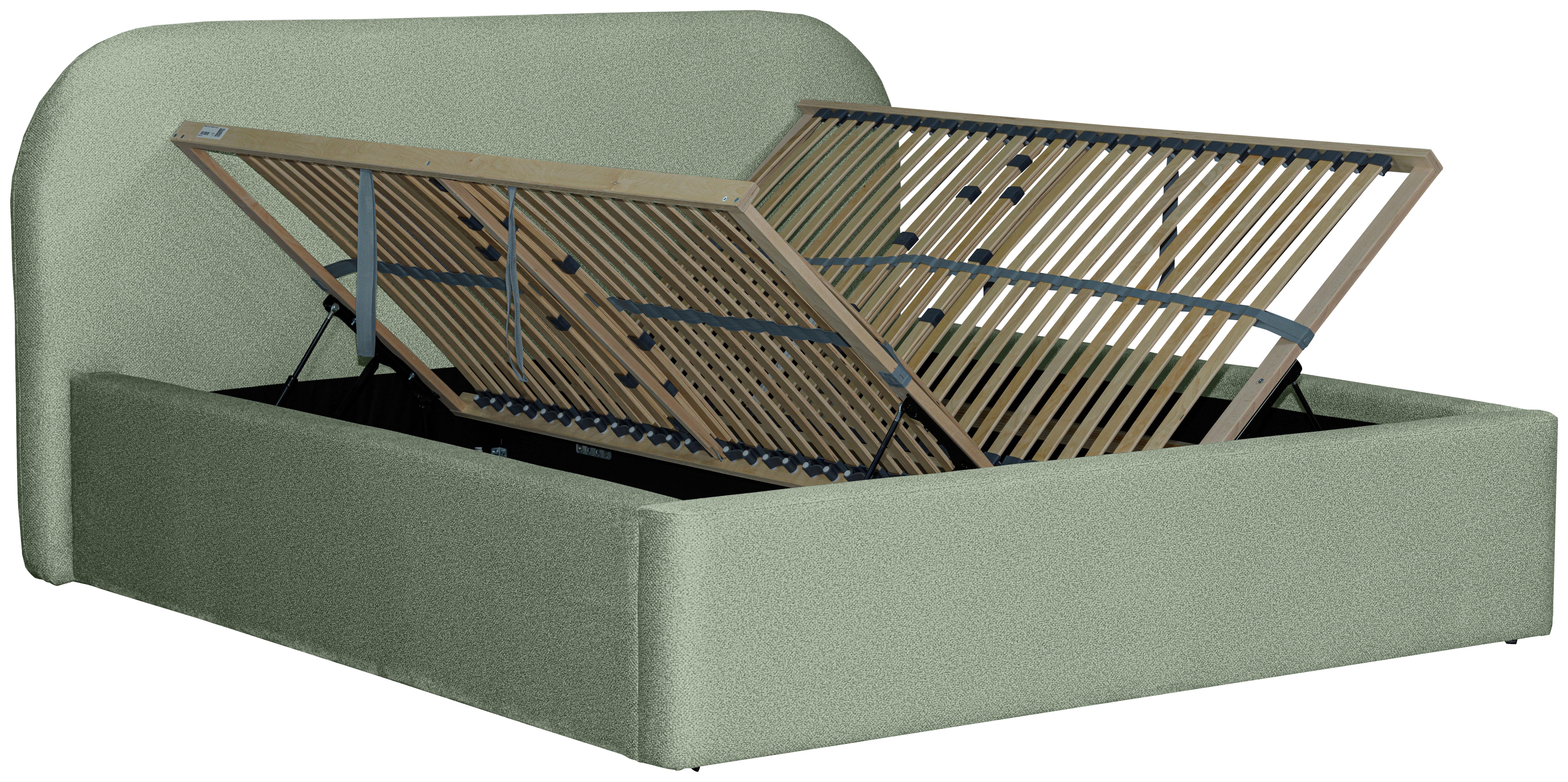 Tapecirani Krevet Bilbao Storage - svijetlo zelena/crna, Design, drvo/tekstil (180/200cm) - Based