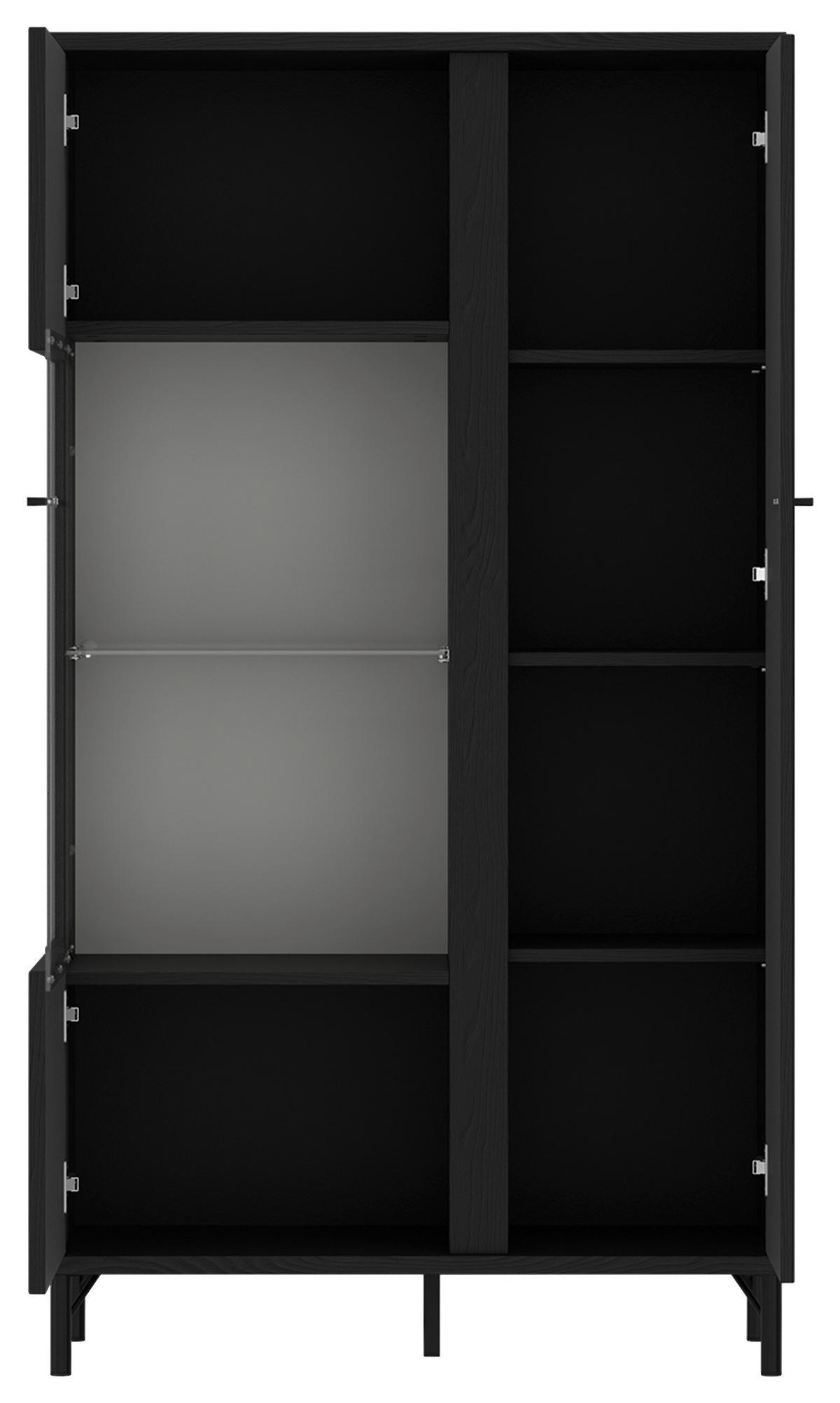 Vitrină LUSAKA - negru, Trend, sticlă/material pe bază de lemn (87/158/40cm) - Premium Living