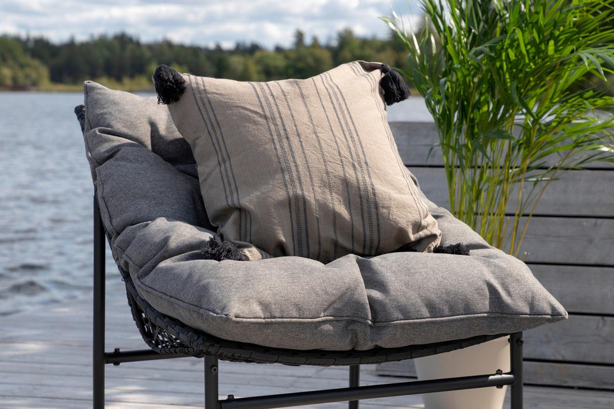 Loungegarnitur Tina 4-tlg. Grau/Schwarz - Schwarz/Grau, KONVENTIONELL, Kunststoff/Textil - Gardenson