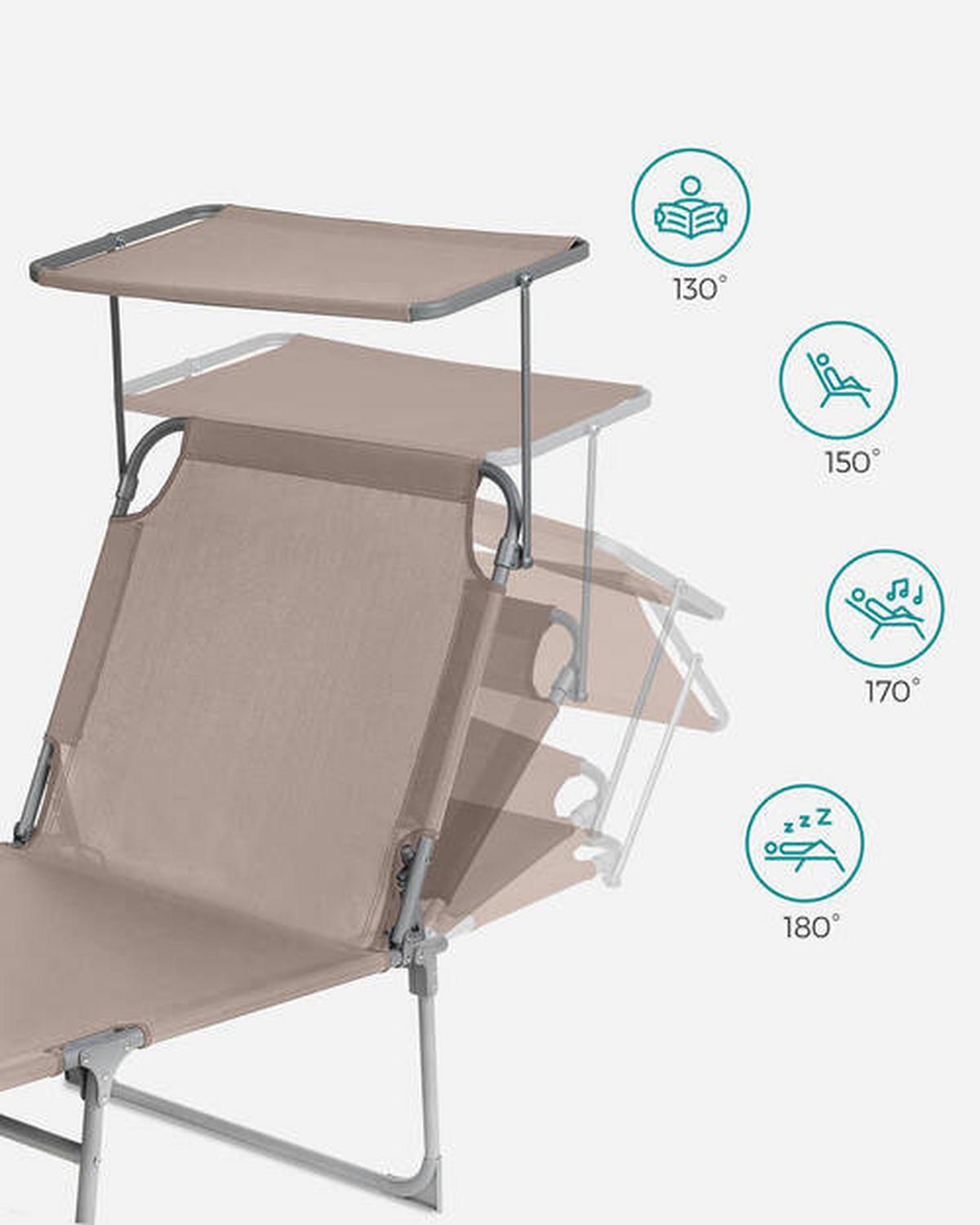 Sonnenliege Großer Liegesessel Taupe - Taupe, Basics, Textil/Metall (53/29,5/193cm) - Modante