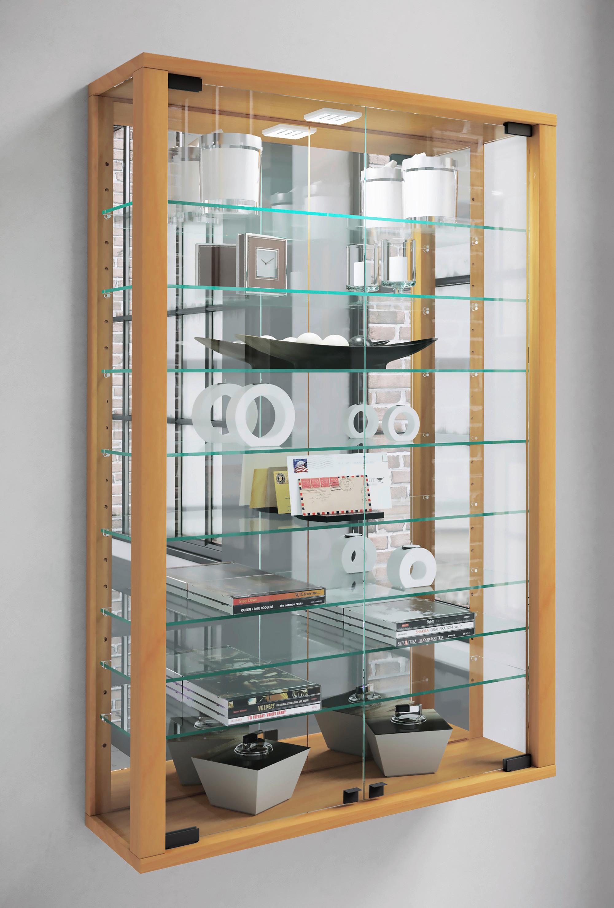 Hängevitrine Vitrosa ca. 59x91x18 cm Buchefarben - Buchefarben/Schwarz, MODERN, Glas/Holzwerkstoff (59/91,3/18cm) - MID.YOU