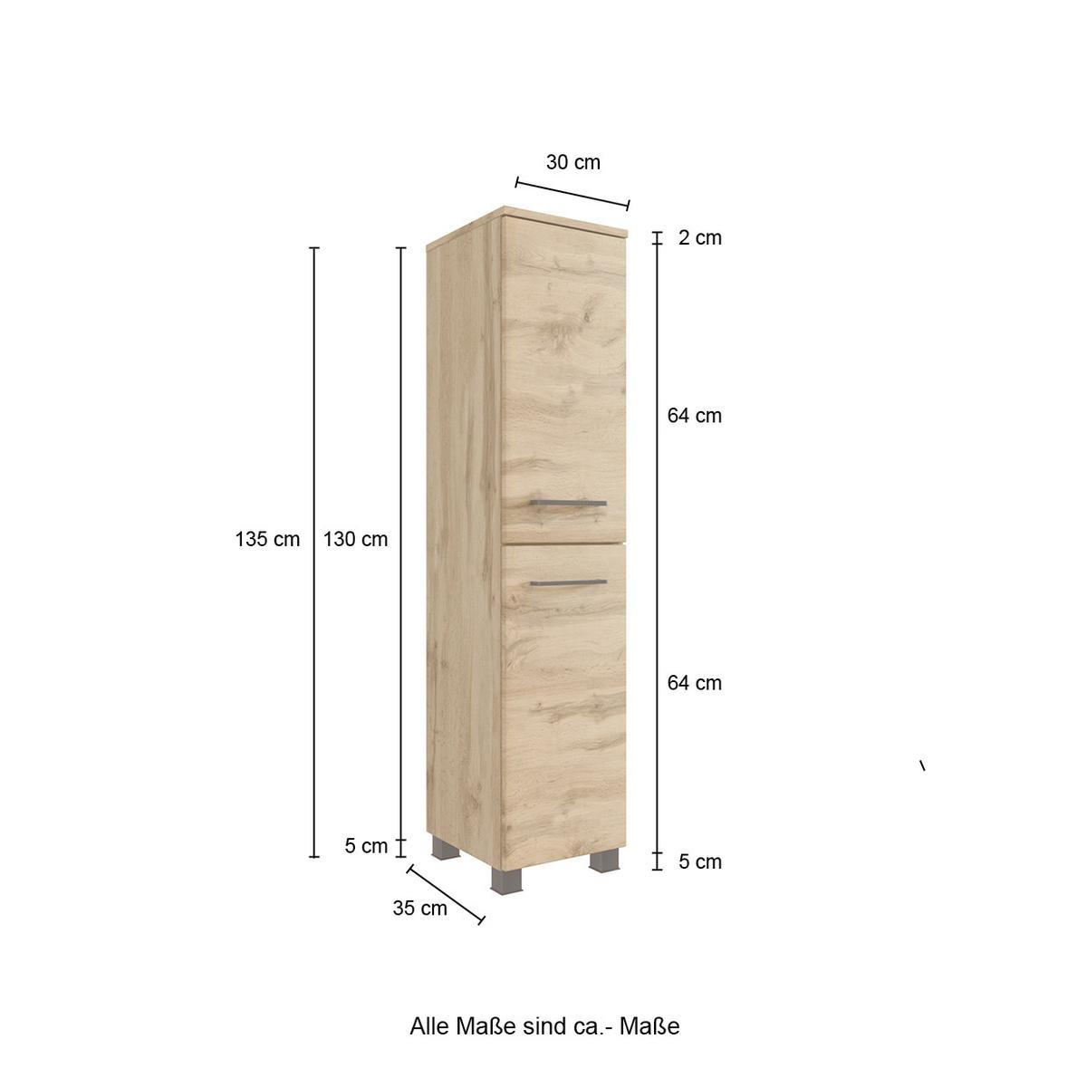 Badezimmer Manchester 3-tlg. ca. 130 cm Wotan Eiche - Eichefarben/Weiß, MODERN, Keramik/Holzwerkstoff (130cm) - Held