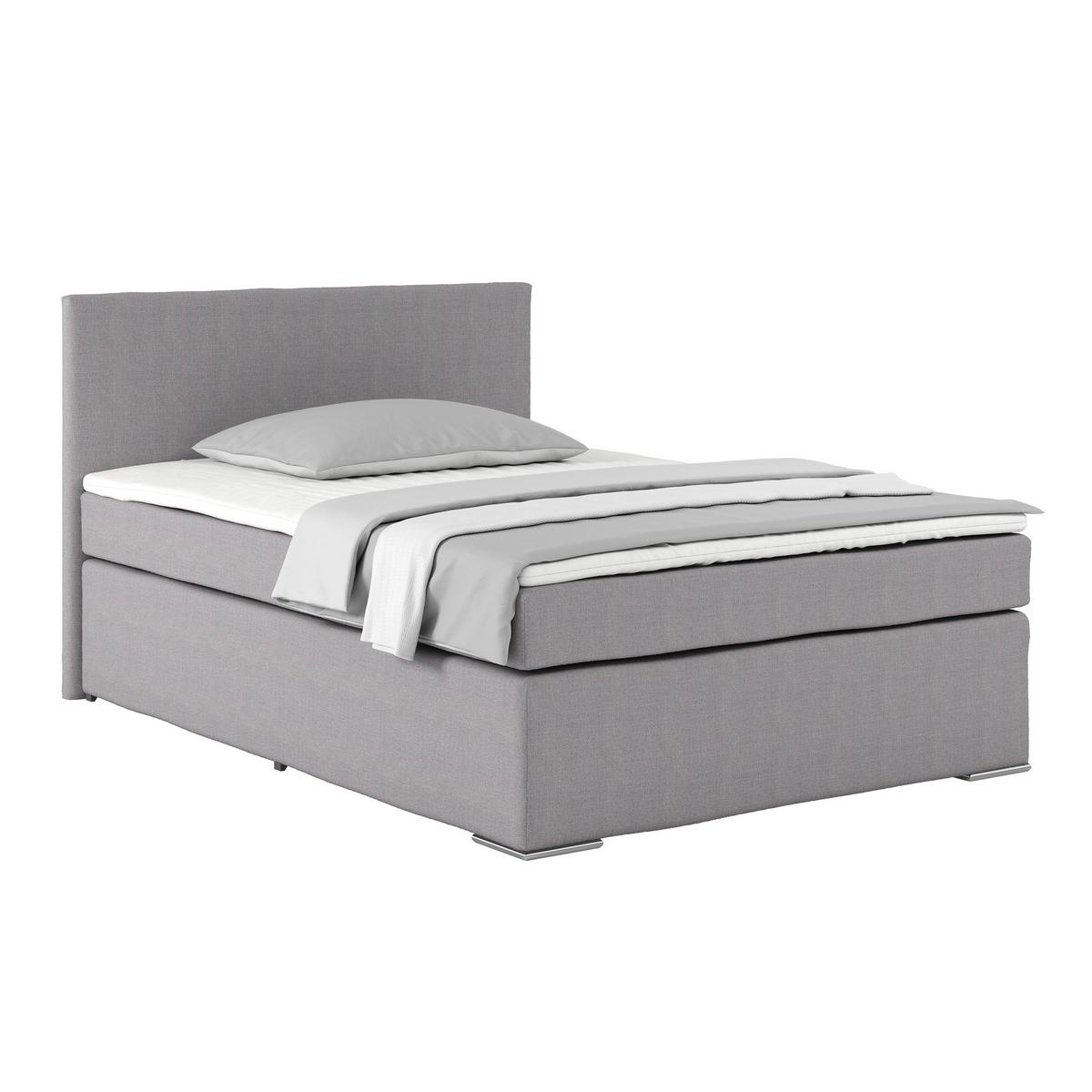 Boxspring Krevet Nero - boje kroma/sivo-bež, Konvencionalno, tekstil/metal (140/200cm) - Best Price