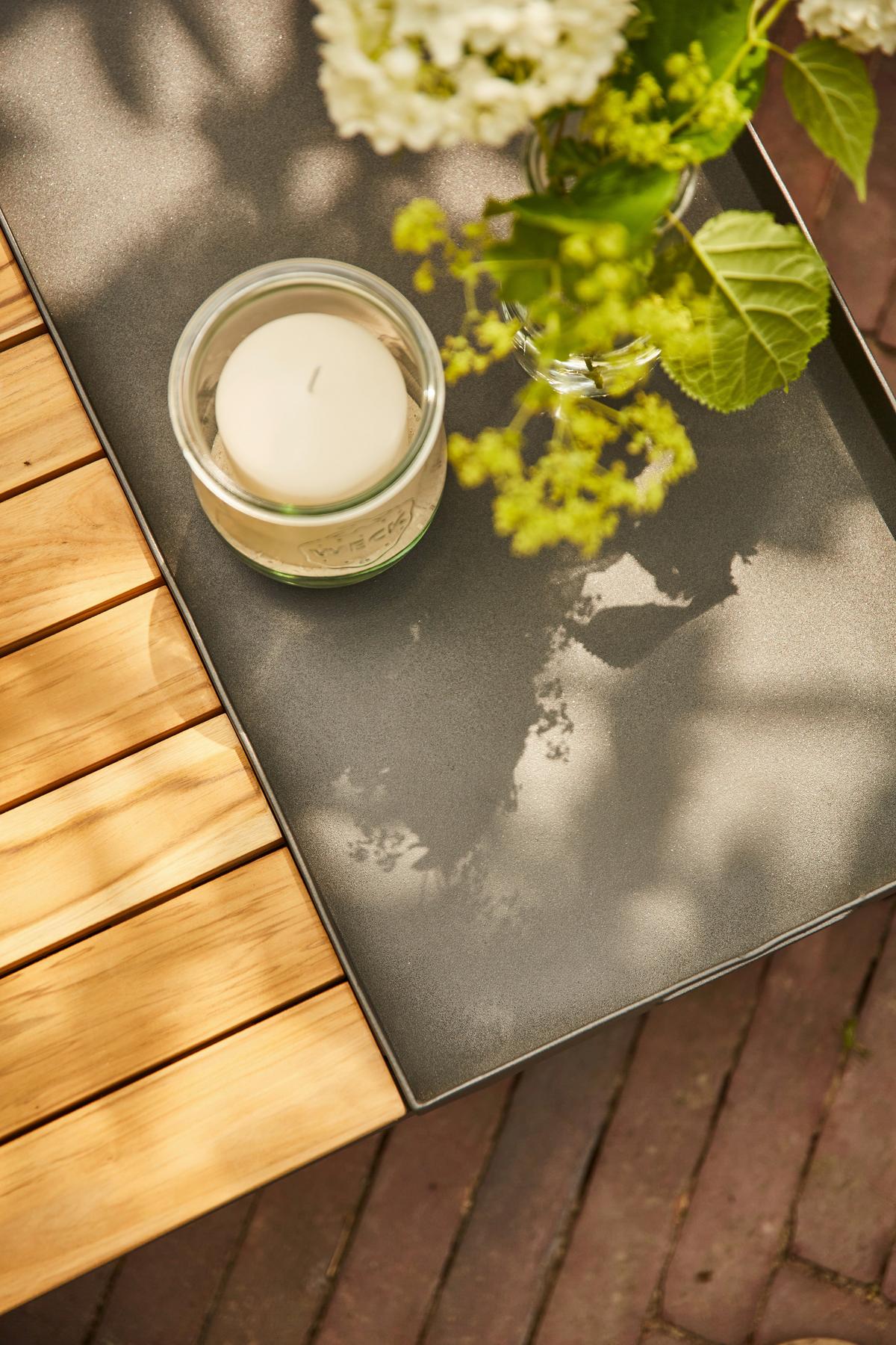 LOUNGETISCH M04118 - Anthrazit/Teakfarben, MODERN, Holz/Metall (102/70/27,5cm) - Siena Garden