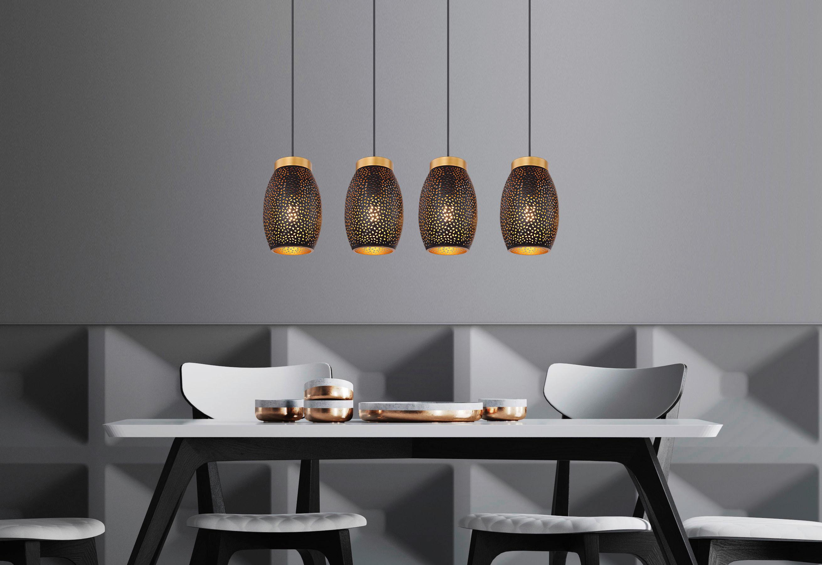 LAMPA WISZĄCA PIBER - czarny/kolor złoty, Design, tworzywo sztuczne/metal (90/15/120cm) - Novel