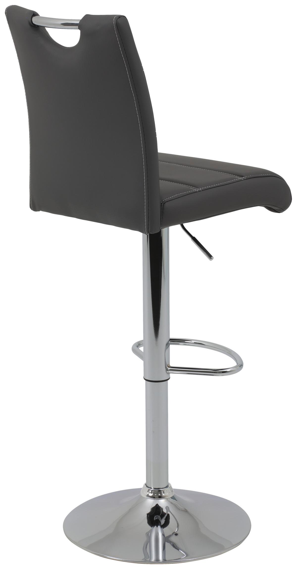 Barhocker Set mit Lehne und 360°drehbar 2-tlg Miranda Grau - Chromfarben/Weiß, MODERN, Textil/Metall (38/97-119/50cm) - MID.YOU
