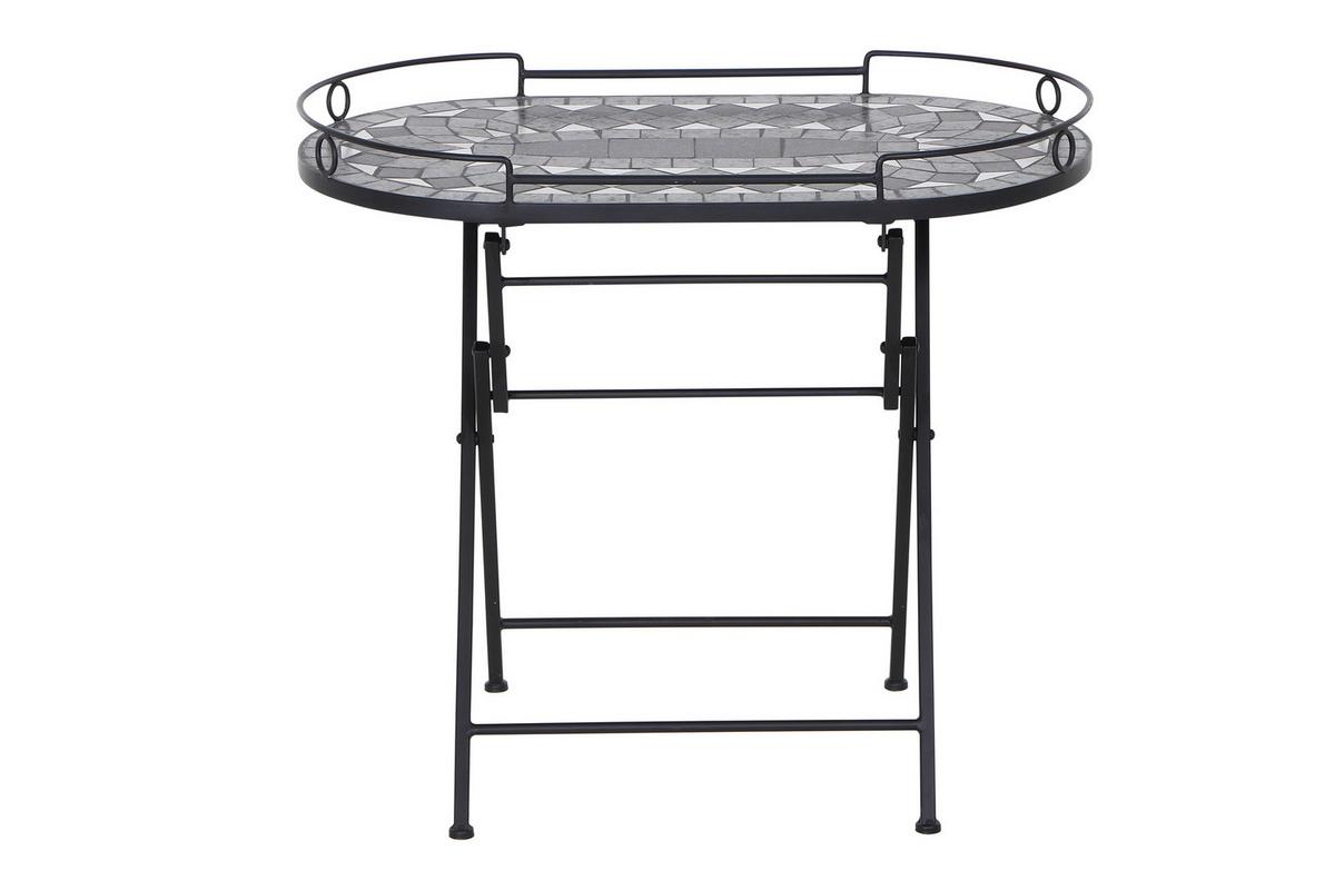 Gartenbeistelltisch Mosaik ca. 67,5x41x60 cm klappbar - Schwarz, KONVENTIONELL, Keramik/Metall (67,5/41/60cm) - Siena Garden