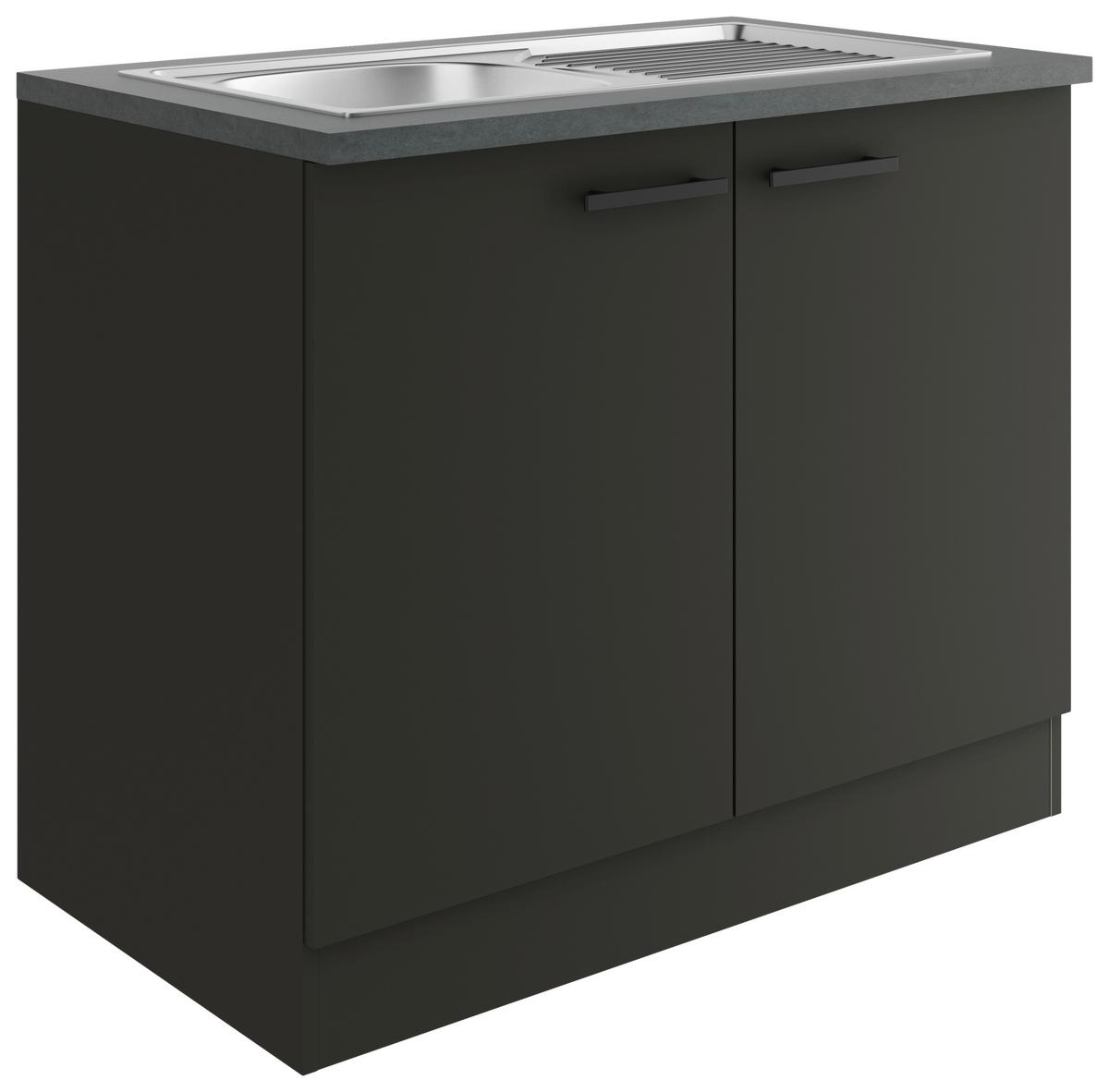 SZAFKA POD ZLEWOZMYWAK OPTIKULT - antracytowy/czarny, Basics, materiał drewnopochodny/metal (100/84,8/60cm) - Optifit