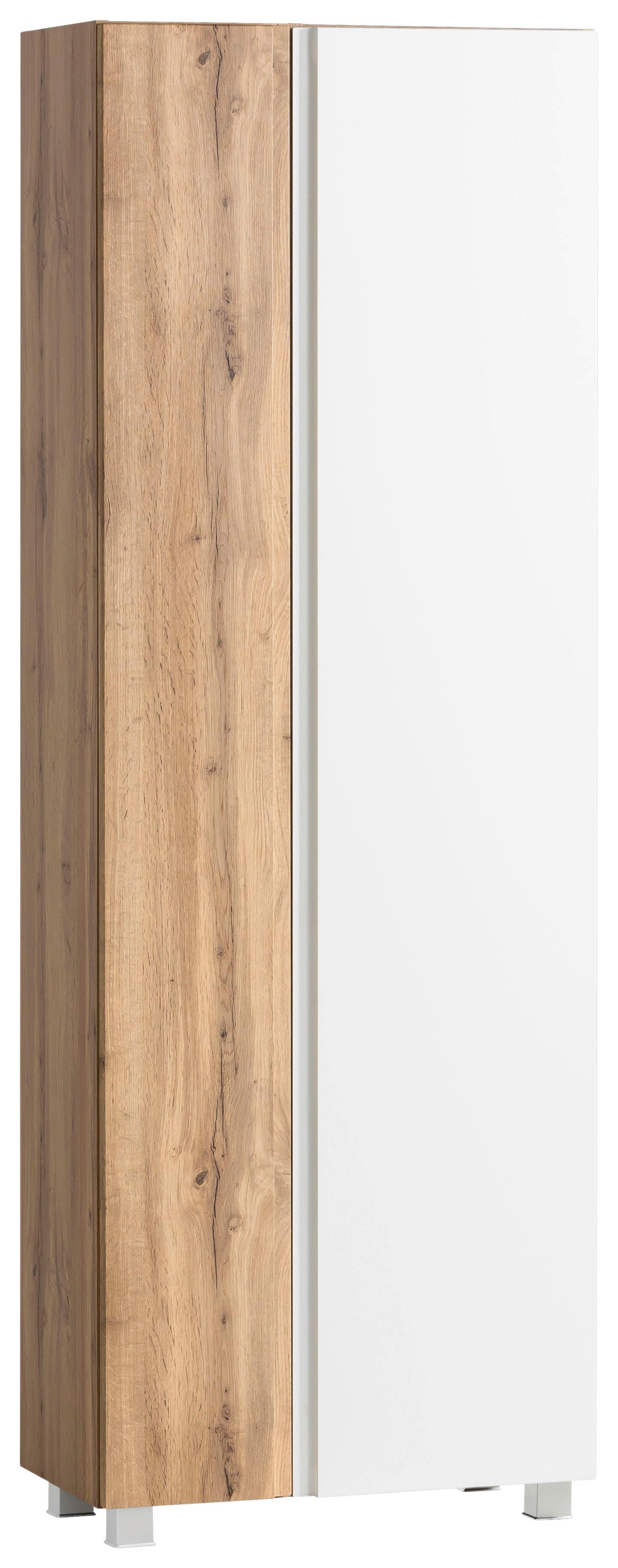 Hochschrank Varese Weiß/Eiche - Eiche Wotan/Weiß, MODERN, Holzwerkstoff (65/180/35cm) - Held
