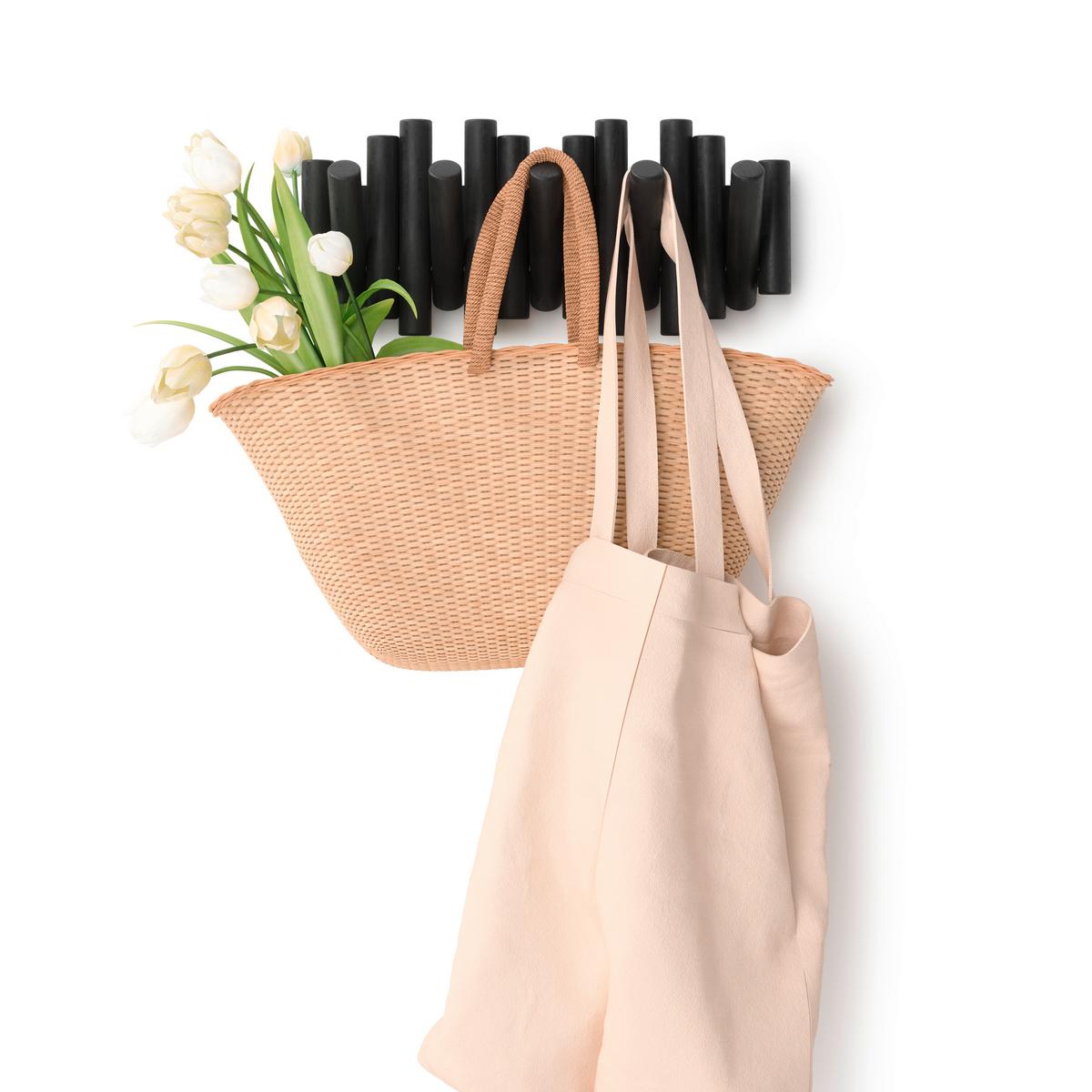 Cuier de perete cu cârlige HOLLY - negru, Modern, lemn (38/17/4cm) - Modern Living
