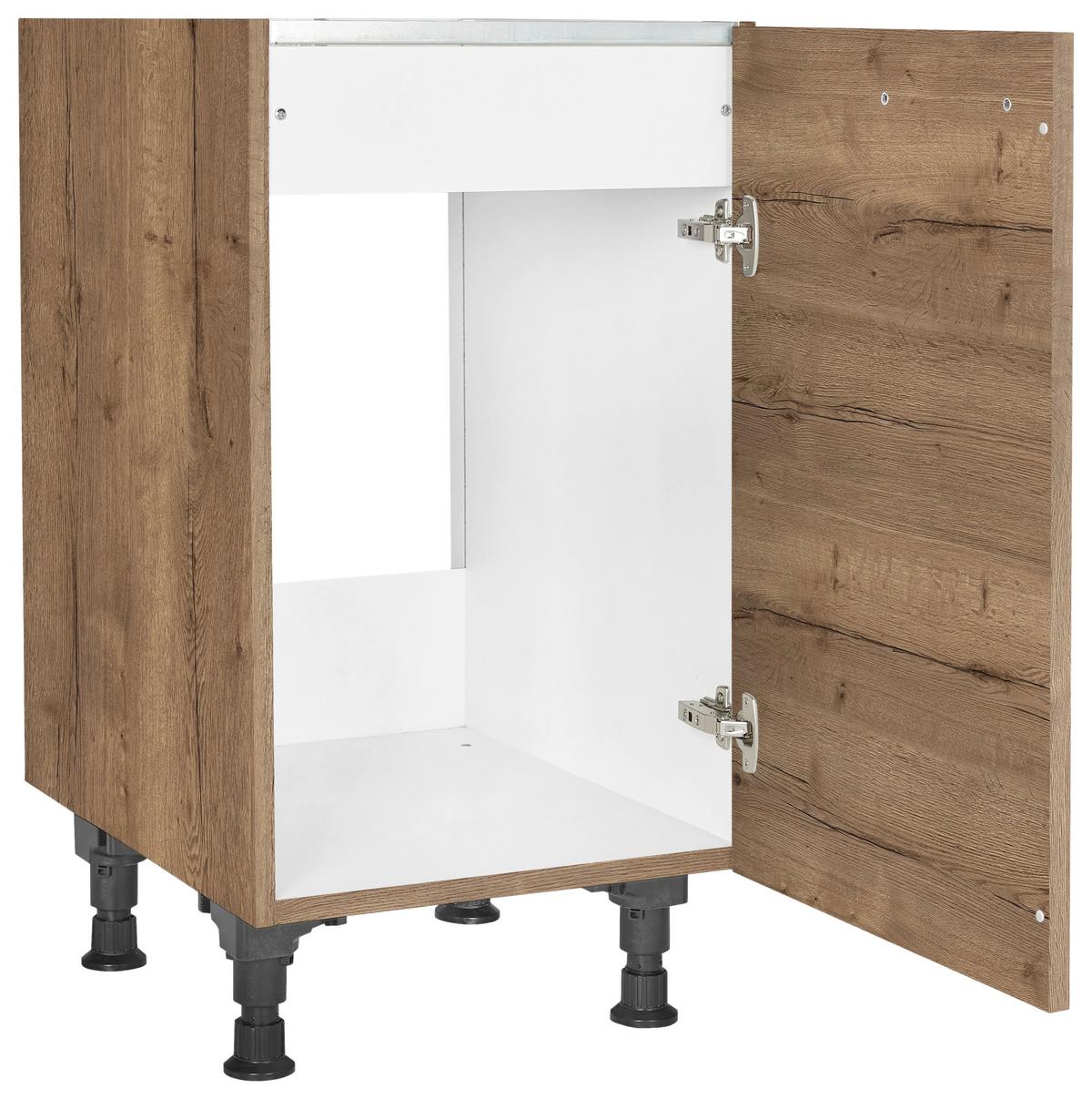 Spülenunterschrank Structura Eiche dunkel - Eiche dunkel/Schwarz, MODERN, Holzwerkstoff/Metall (45/87/56cm) - Nobilia