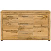 Sideboard Jam ca. 125x80x35 cm Eiche Wotan - Eiche Wotan/Silberfarben, Design, Holzwerkstoff/Kunststoff (125/80/35cm) - MID.YOU