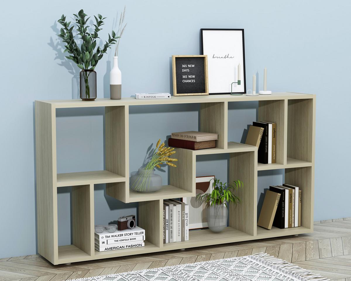 REGAL LANISA - Honigeiche/Silberfarben, Design, Holzwerkstoff/Kunststoff (116/58/20cm) - MID.YOU