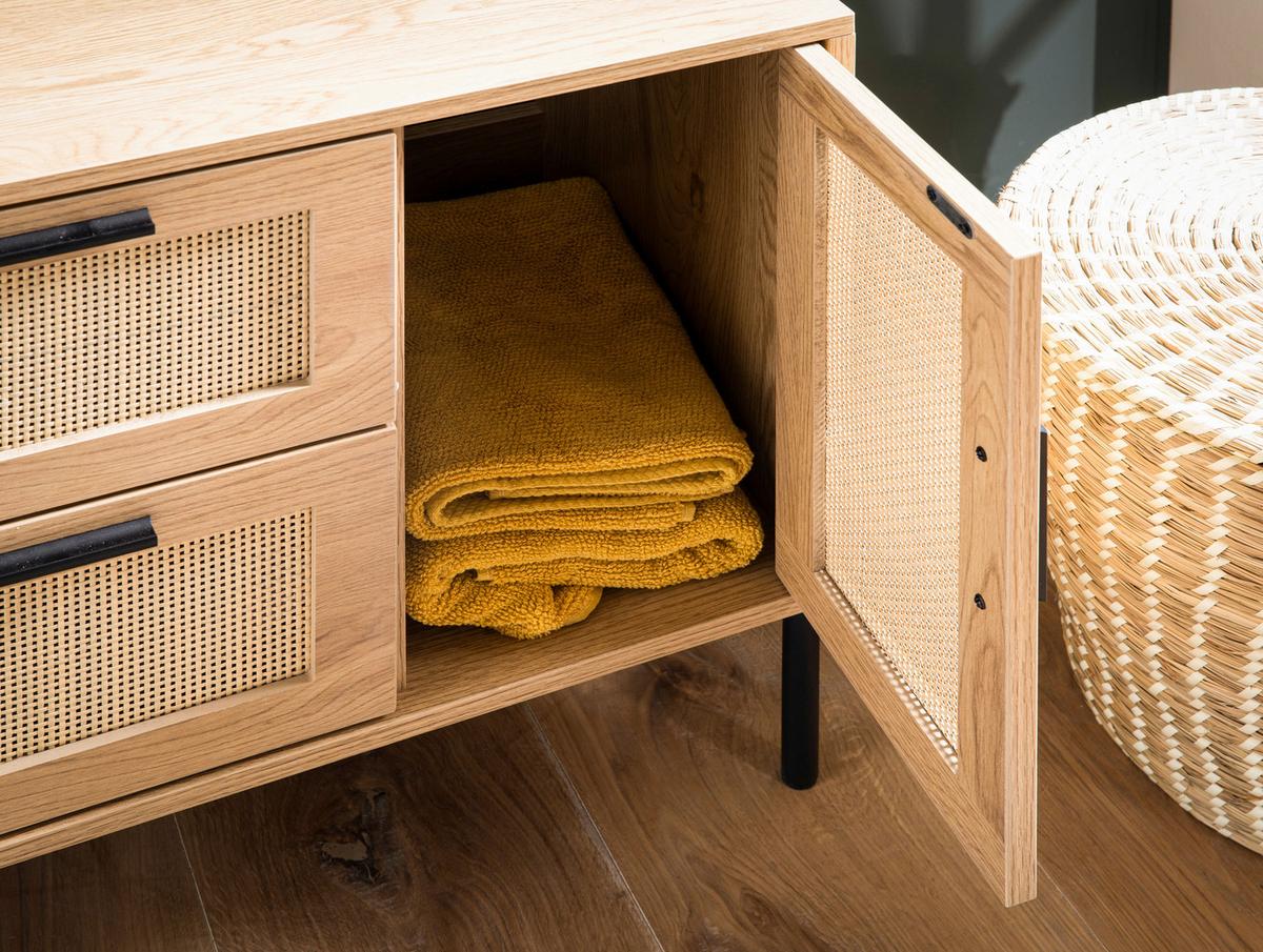 Omarica Za Pod Umivalnik Sonoma, Videz Hrasta - črna/barve hrasta, Design, kovina/leseni material (60/60/40cm) - MID.YOU