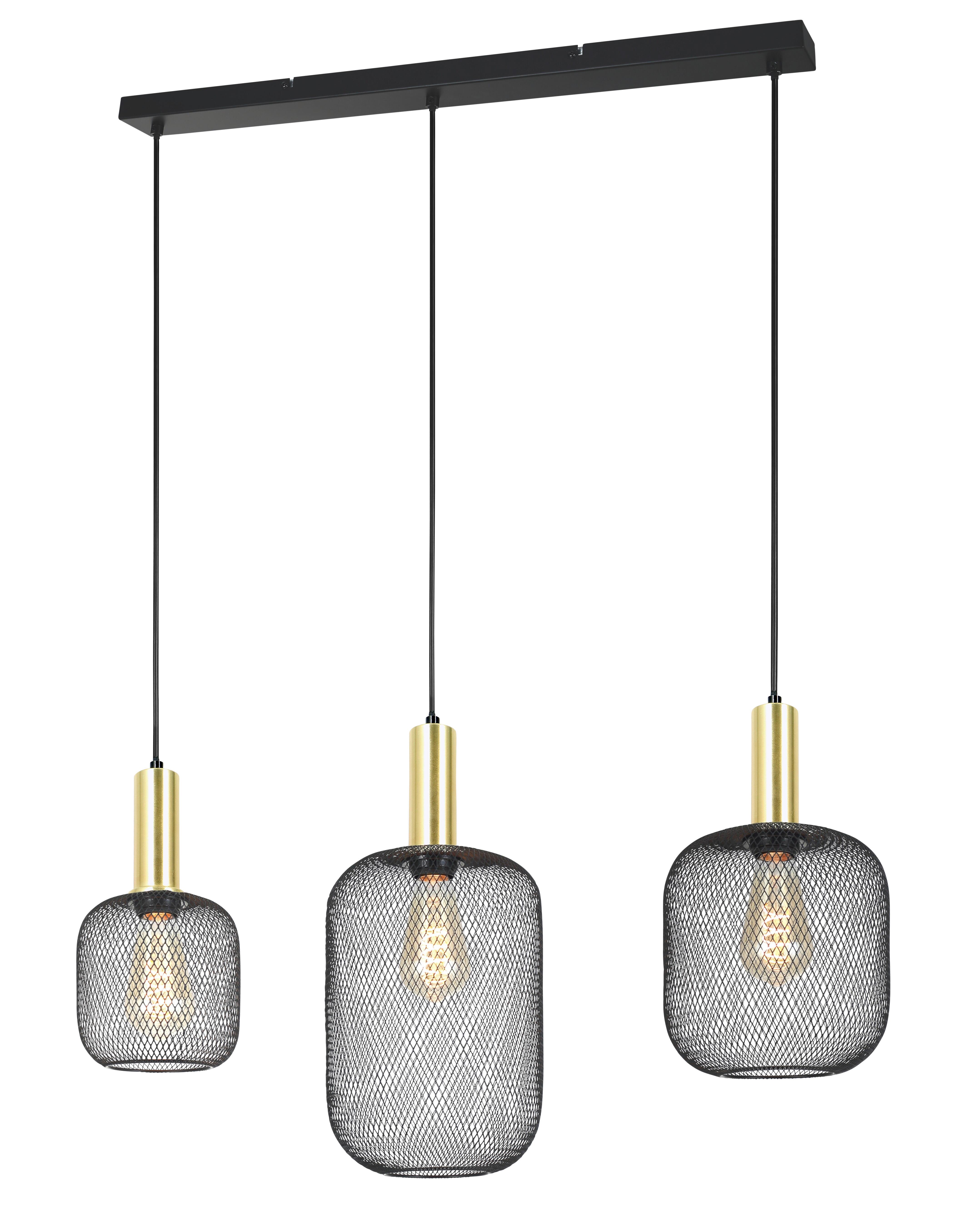 Függőlámpa Drato - fekete/aranyszínű, Modern, fém (81.5/20/120cm) - Mömax