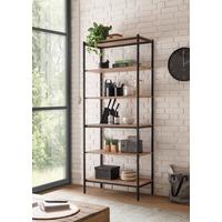 REGAŁ RACK STANDREGAL - kolor dębowy/czarny, Basics, materiał drewnopochodny/metal (80/195/40cm) - P & B