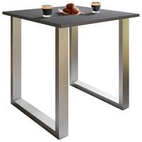 TABLE XONA - anthracite/couleur argentée, Design, métal/matériau de bois (80/80/76cm) - MID.YOU