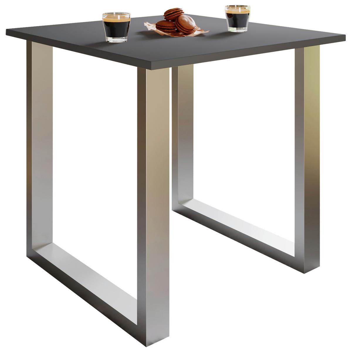 TABLE XONA - anthracite/couleur argentée, Design, métal/matériau de bois (80/80/76cm) - MID.YOU