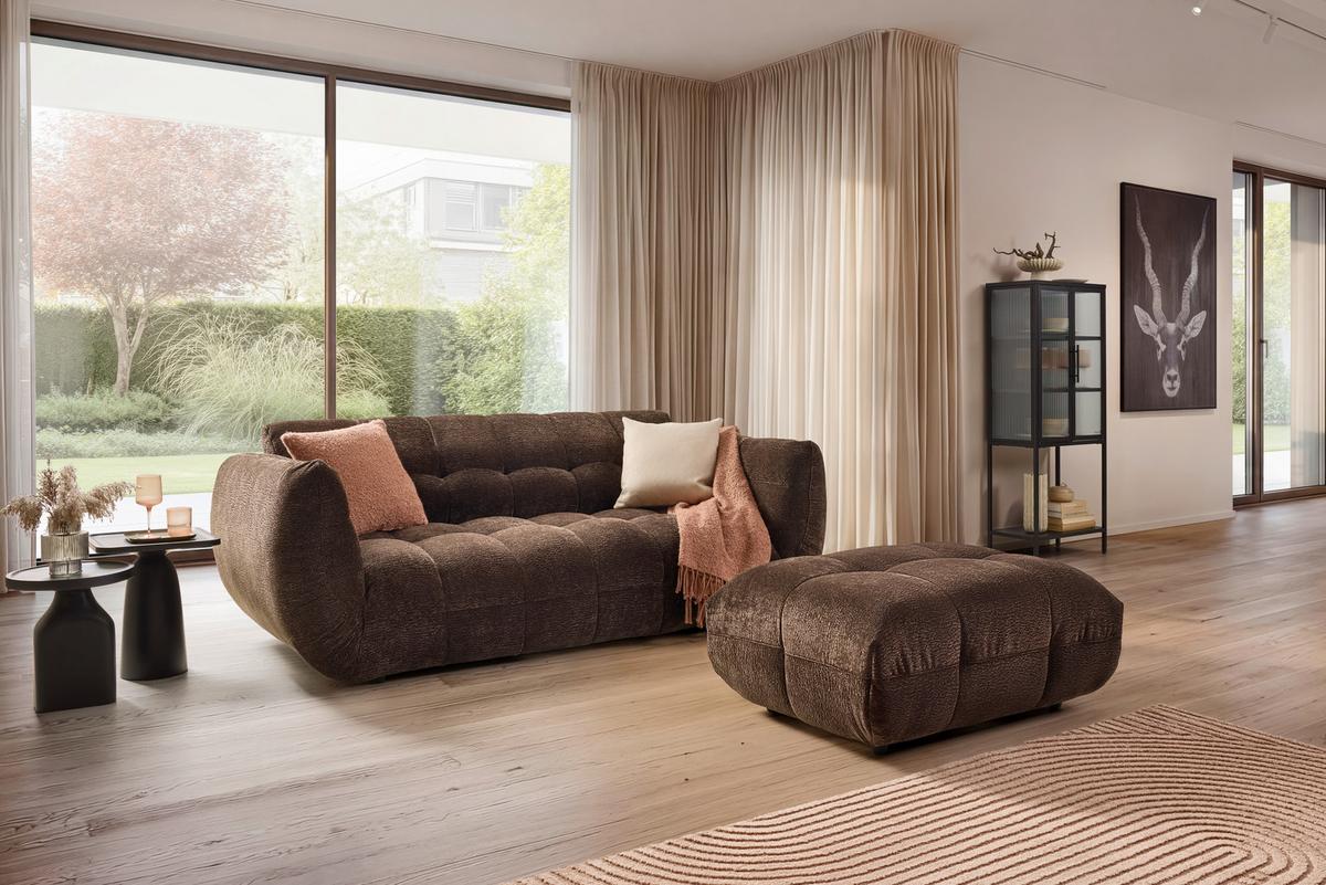 Bigsofa Carlos Dunkelbraun - Dunkelbraun/Schwarz, Modern, Kunststoff/Textil (218/81/104cm) - Mömax