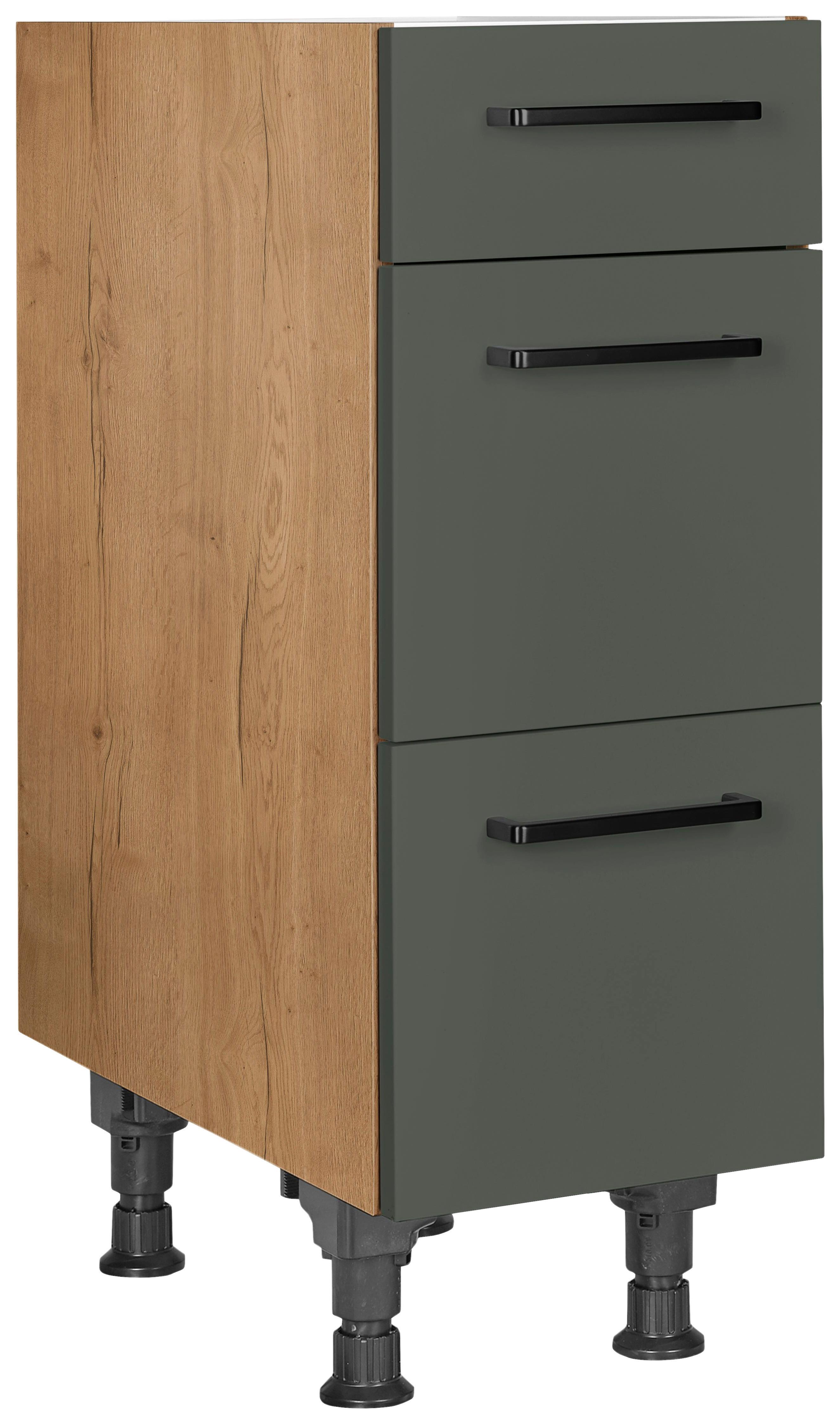 Schubkastenunterschrank Easytouch Grün - Eichefarben/Schwarz, MODERN, Holzwerkstoff/Metall (30/87/56cm) - Nobilia