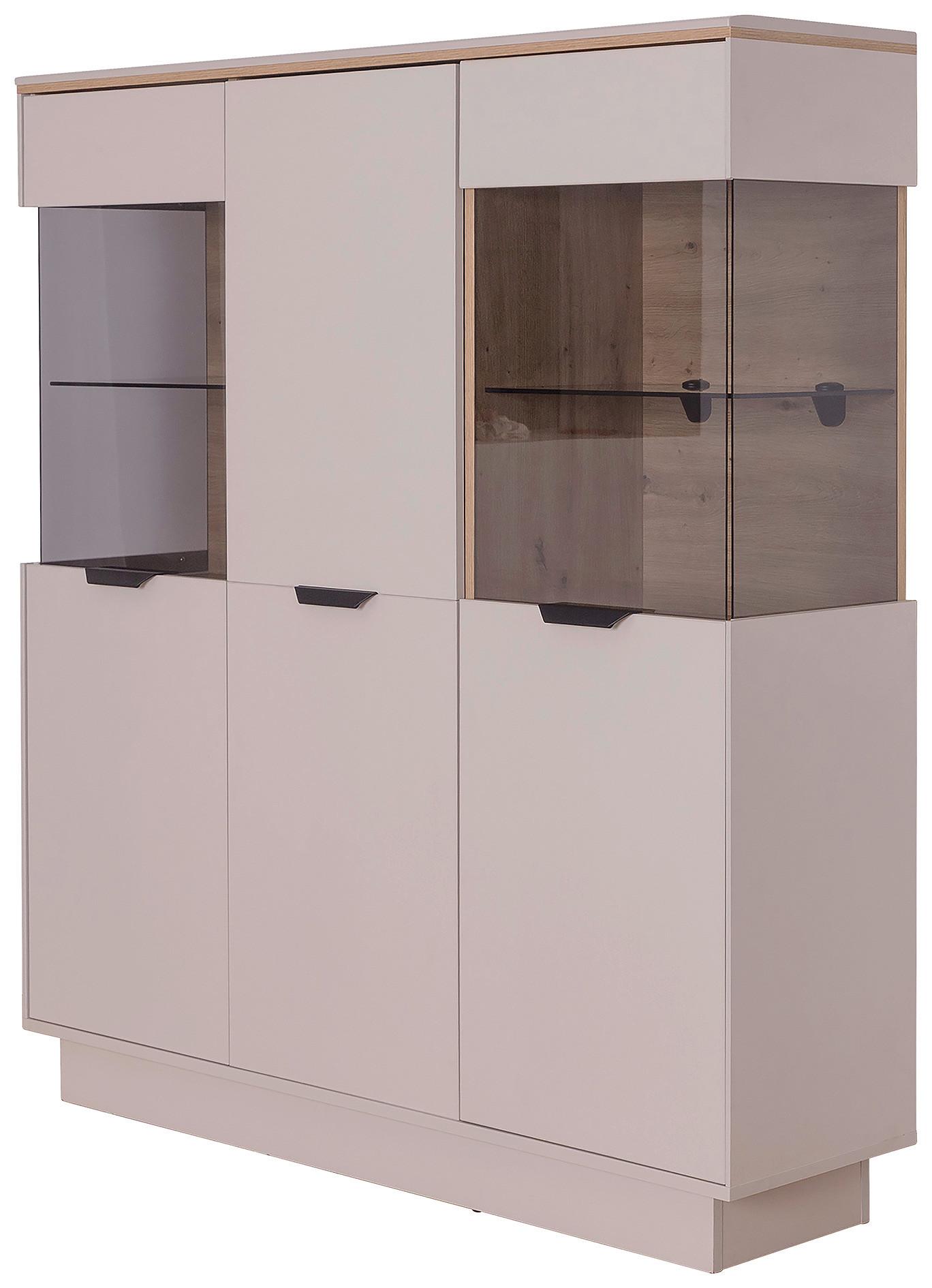 Vitrina Darius - kašmir/hrast Artisan, Trend, staklo/drvni materijal (132/148,3/37cm) - Modern Living