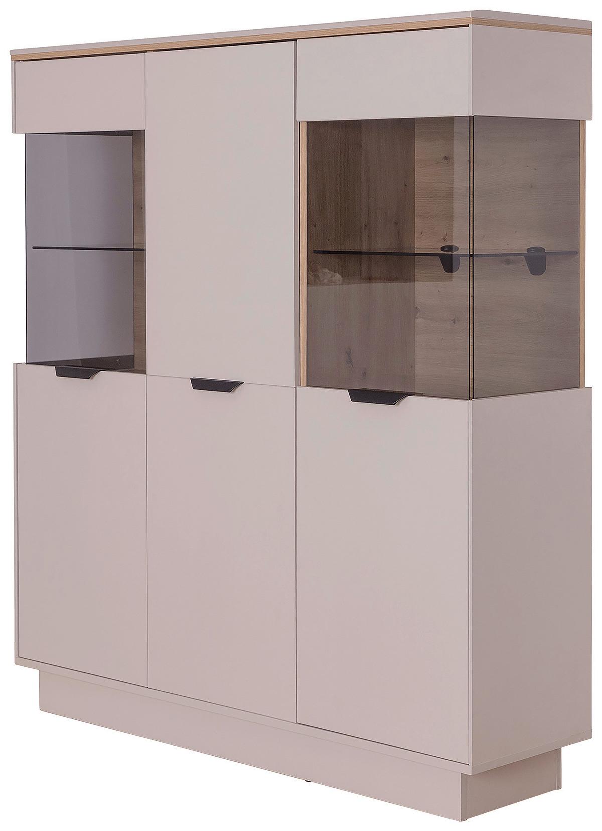 Vitrina Darius - kašmir/hrast Artisan, Trend, staklo/drvni materijal (132/148,3/37cm) - Modern Living