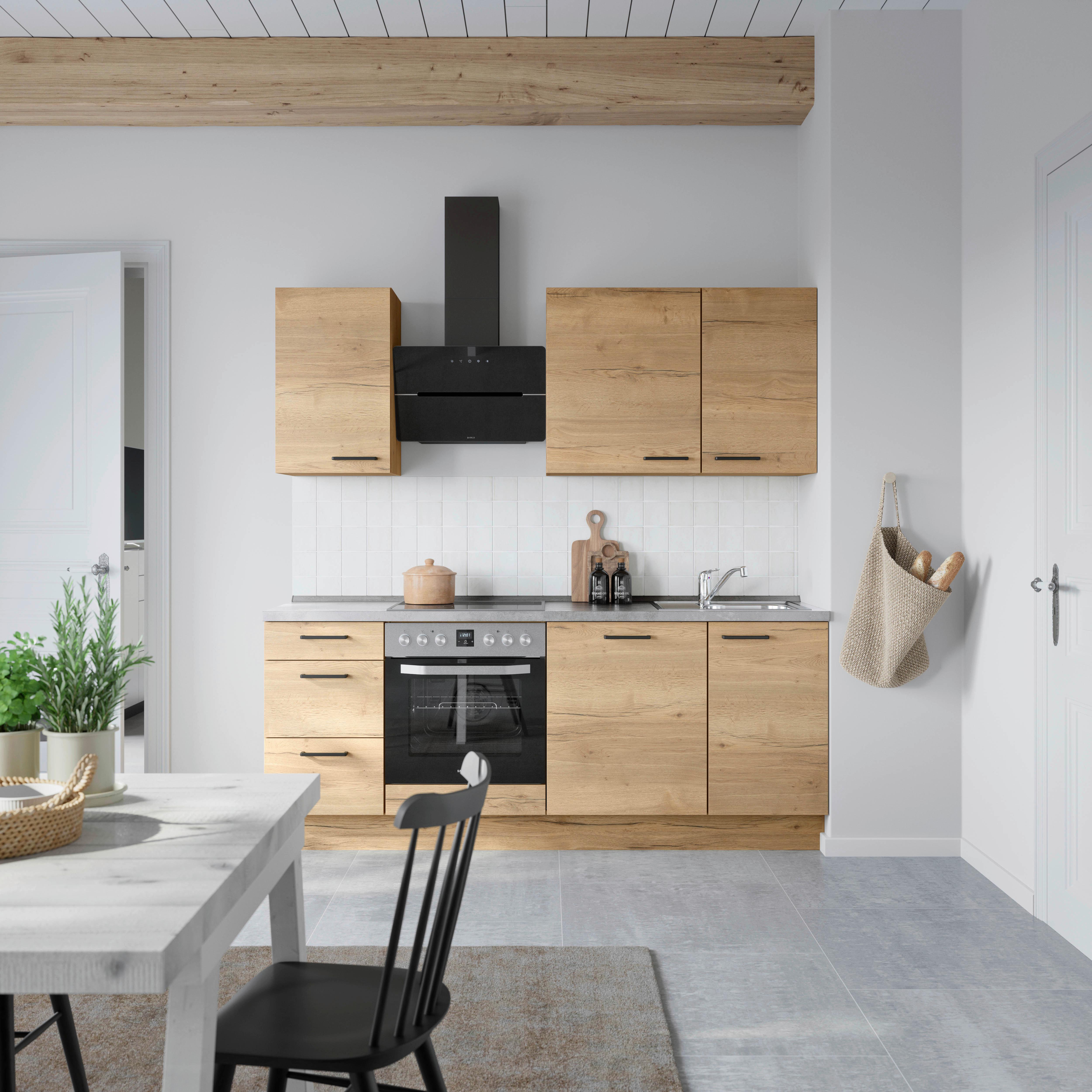 Küchenleerblock Structura High o. Geräte Eiche - Schieferfarben/Eichefarben, MODERN, Holzwerkstoff/Metall (210cm) - Nobilia