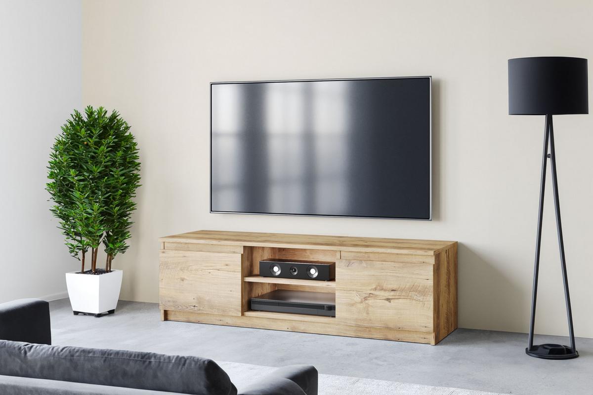 Lowboard Dingo 120 - Kastanienfarben/Schwarz, Design, Holzwerkstoff/Kunststoff (120/35,5/38cm) - P & B