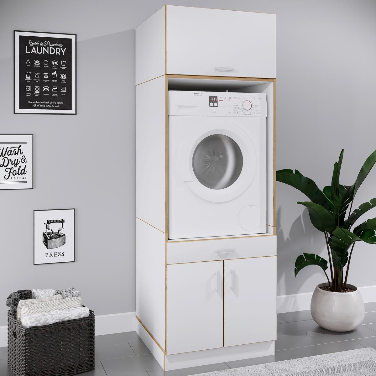 Waschmaschinenschrank Rislo - Honigeiche/Weiss, Trend, Holzwerkstoff/Kunststoff (67/200/68cm) - MID.YOU