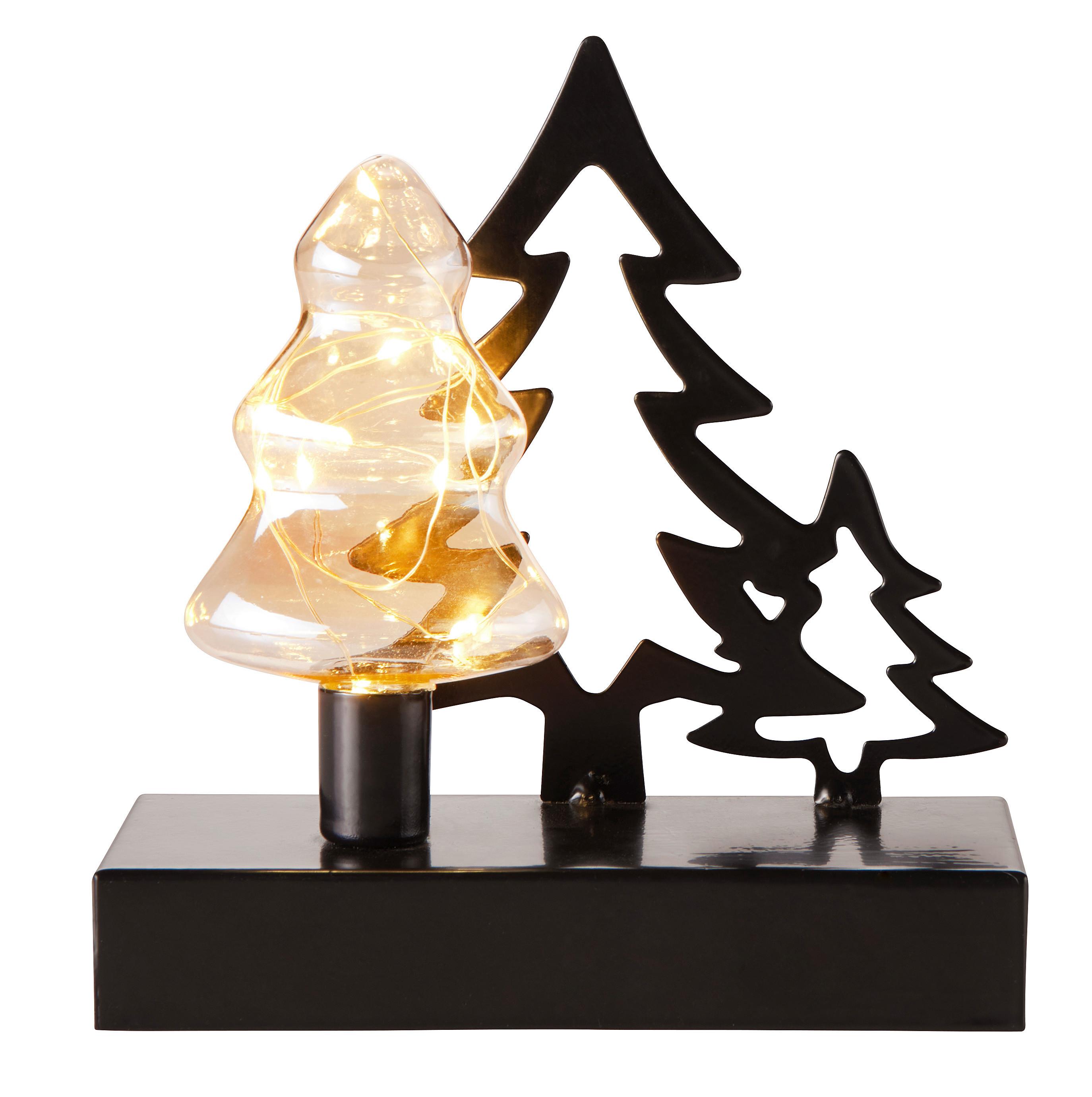 lampe décorative LED in Schwarz aus Glas - clair/noir, Modern, métal/verre (15/6/15,5cm) - Premium Living