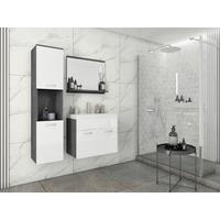 Badmöbel-Set 5-tlg. Montreal ca. 90 cm Anthr./Weiß Hochgl. - Weiß Hochglanz/Anthrazit, LIFESTYLE, Holzwerkstoff/Metall (90cm) - P & B