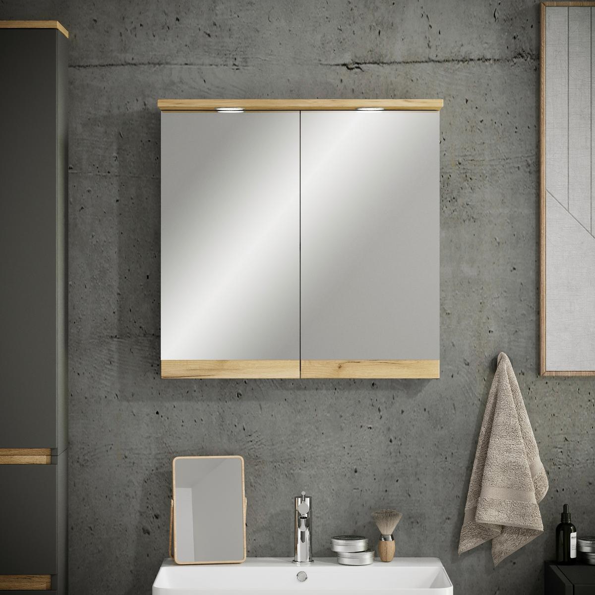 Spiegelschrank Cosila - Honigeiche/Anthrazit, Trend, Glas/Holzwerkstoff (60/59/23cm) - MID.YOU