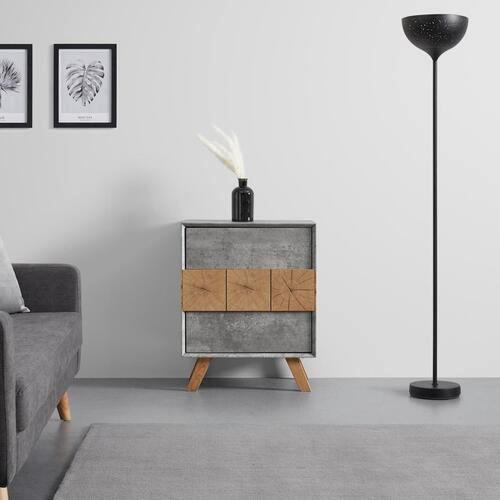 Nachttisch Casper Grau/Eichefarben Echtholz/MDF - Eichefarben/Grau, MODERN, Holz (60/75/40cm) - Bessagi Home