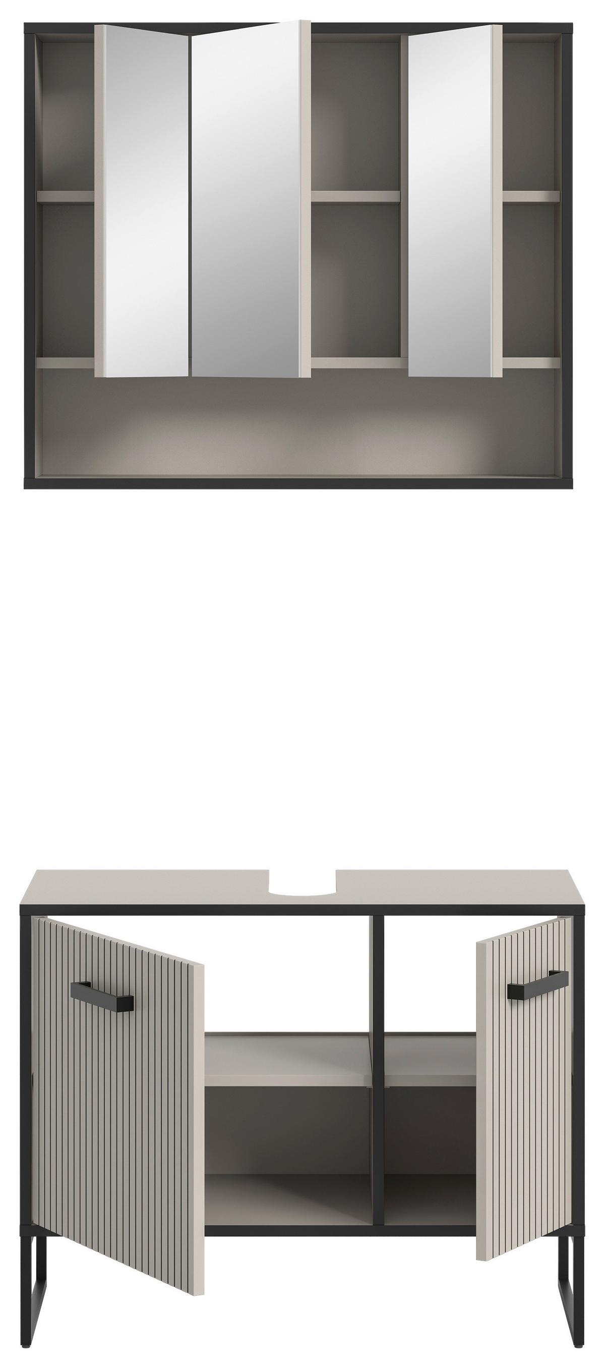 Badezimmer BAGNO 2-teilig ca.80cm Kaschmir - Kaschmir/Schwarz, MODERN, Holzwerkstoff/Metall (80cm) - MID.YOU