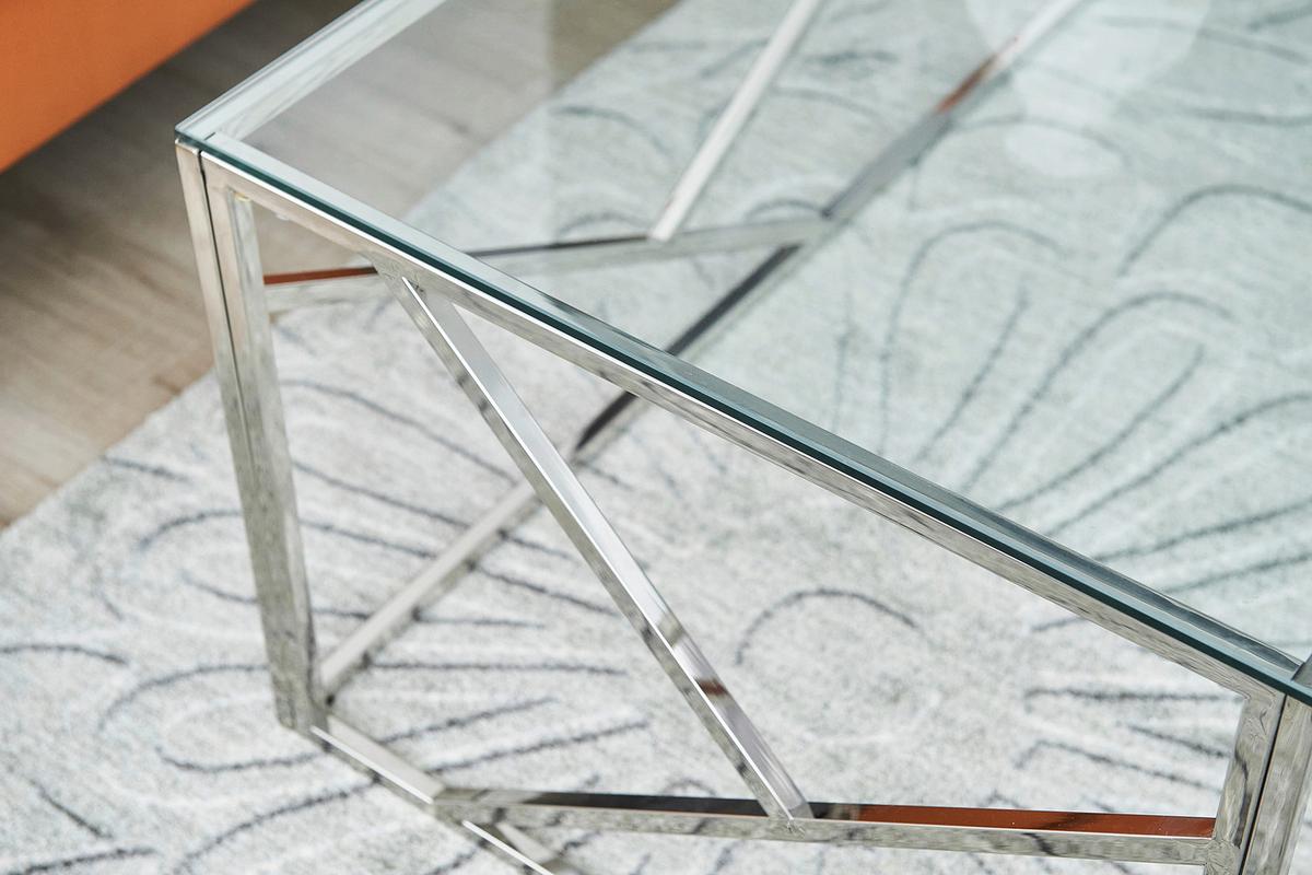 Klubska Miza Steel, Srebrna - srebrne barve/prozorno, Design, kovina/steklo (120/60/45cm) - Livetastic