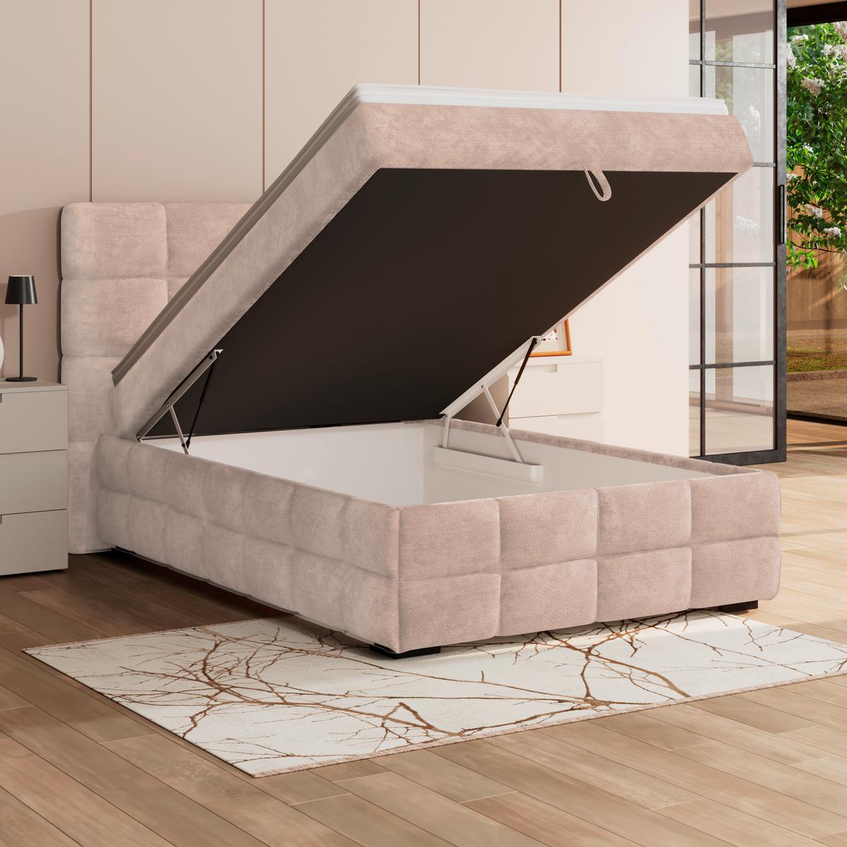 PAT BOX VEGA - bej/alb, Trend, lemn/textil (120/200cm) - Modern Living