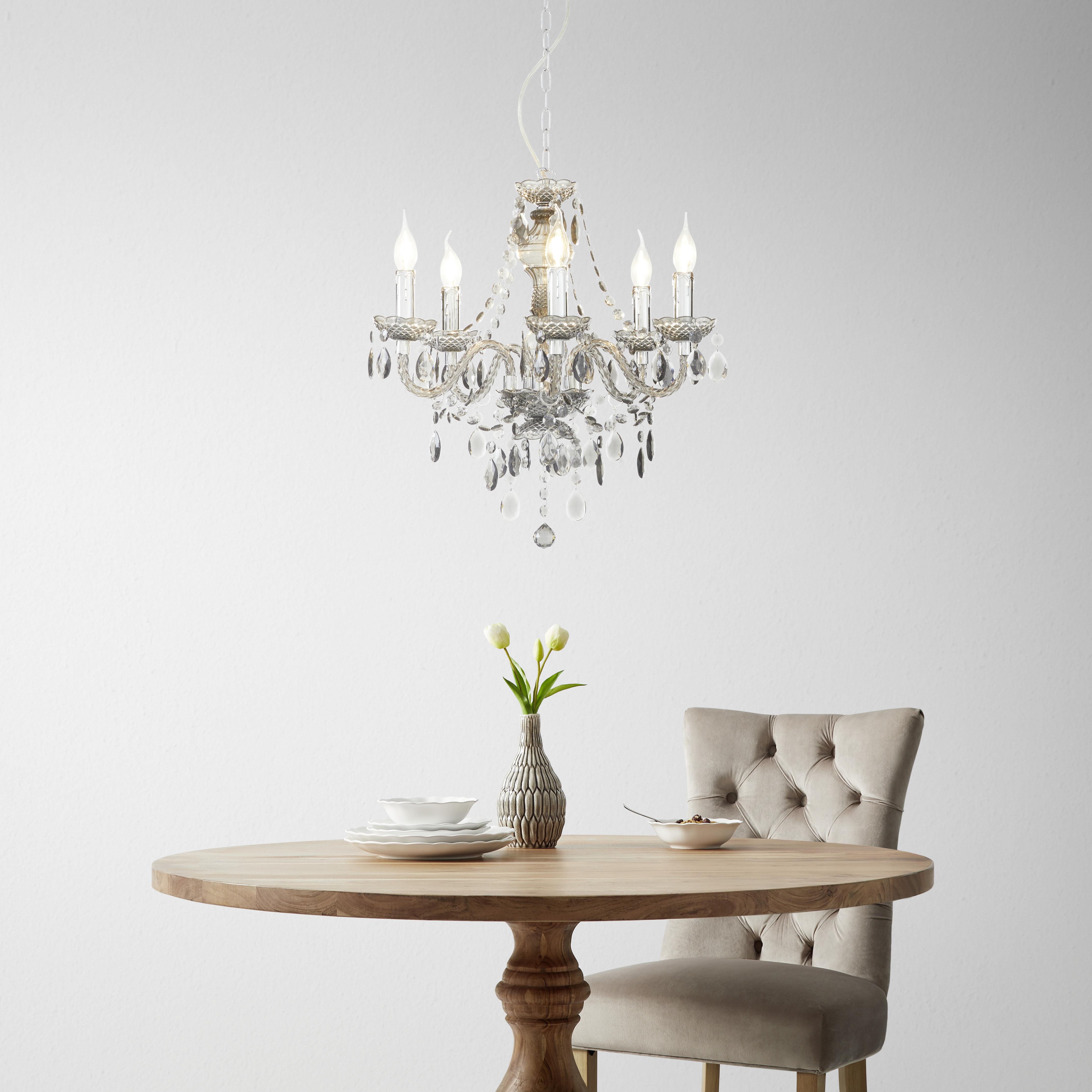 Viseča Svetilka Isabella - krom/prozorna, Romantika, kovina/umetna masa (149cm) - Modern Living
