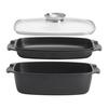 STEKGRYTA BLACK LINE - klar/svart, Klassisk, metall/glas (32/10/20cm) - Gourmesto