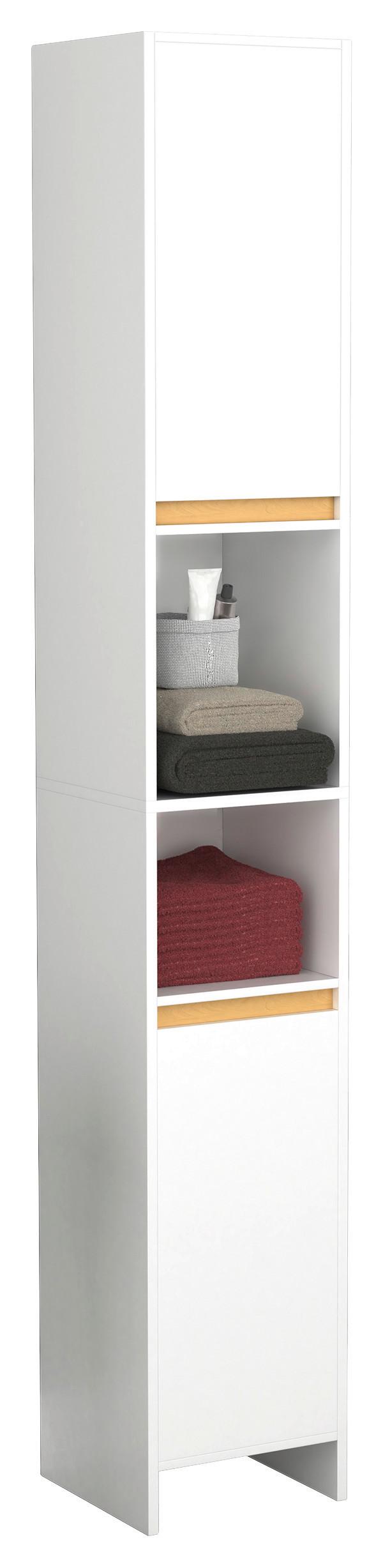 Hochschrank Malira ca. 30x189 cm Weiß - Honigeiche/Eichefarben, MODERN, Holzwerkstoff (30/189/30cm) - MID.YOU