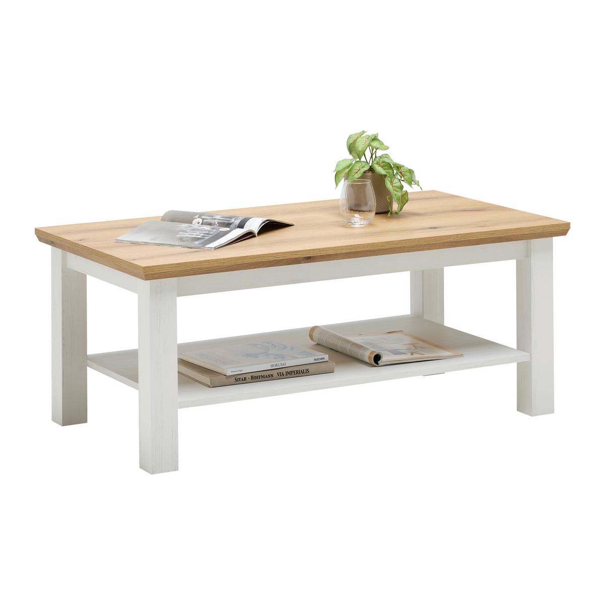 Couchtisch Korsika Eichefarben/Weiß - Eichefarben/Weiß, ROMANTIK / LANDHAUS, Holzwerkstoff (110/45/60cm) - Mömax