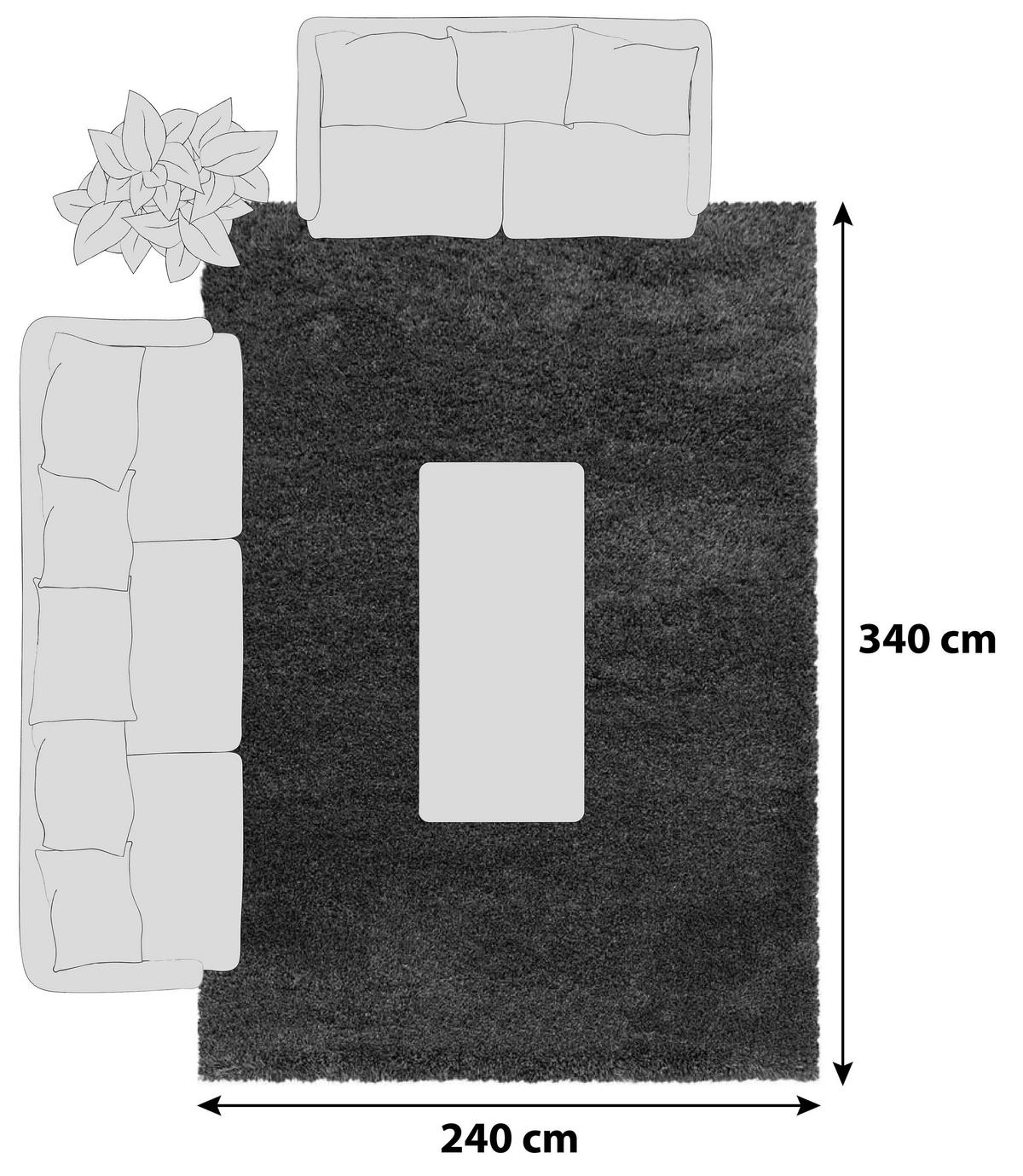 Hochflorteppich Fluffy Grau ca. 240x340cm - Grau, Basics, Textil (240/340cm)