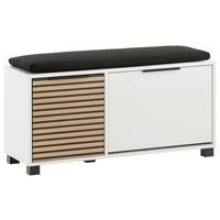 Garderobenbank ca.98,4x47,2x33,5cm Weiß - Eichefarben/Schwarz, Design, Holzwerkstoff/Kunststoff (98,4/47,2/33,05cm) - MID.YOU