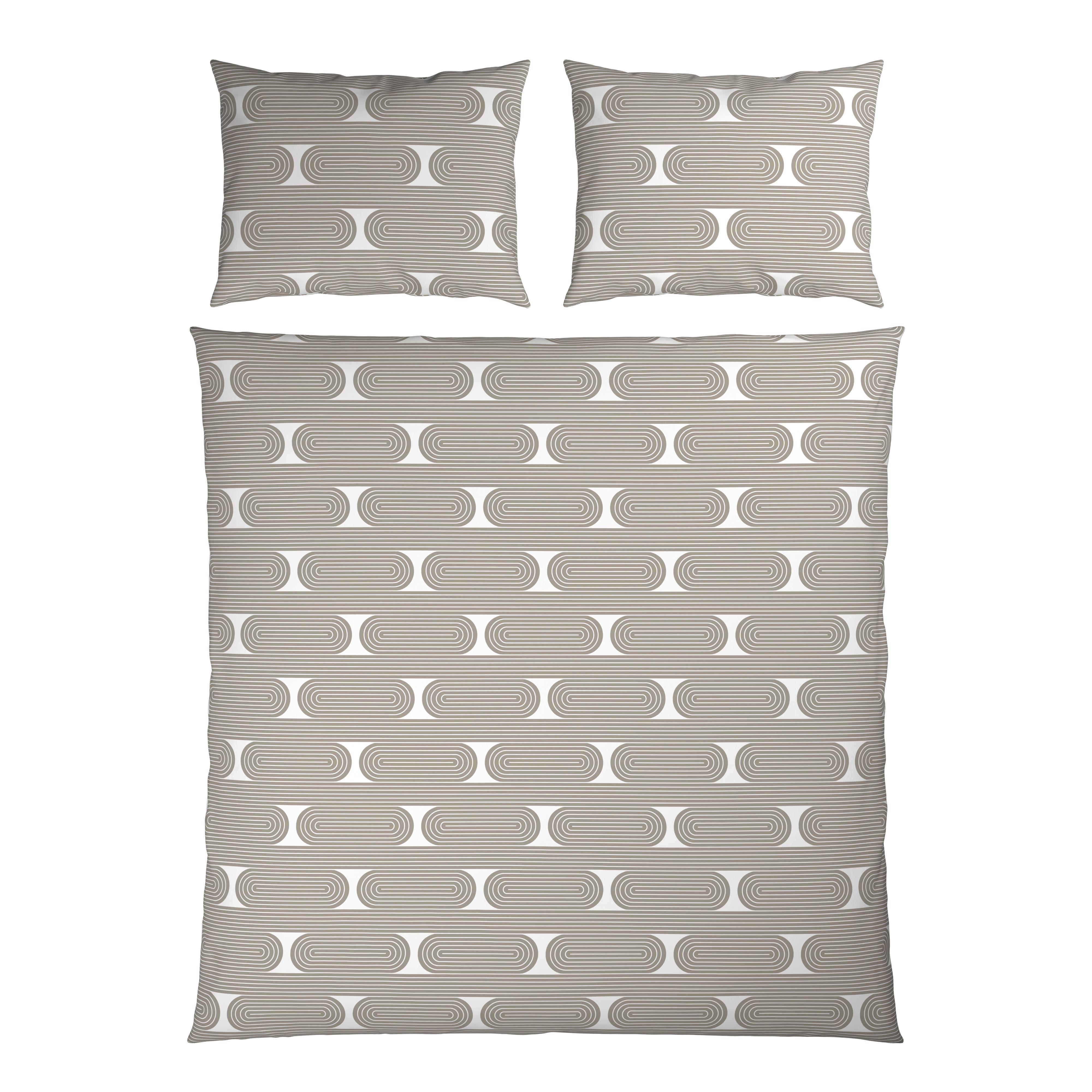 Lenjerie de pat Retro cca. 200x220/2x50x70 cm - alb/gri-maro, Modern, textil (200/220cm) - Mömax