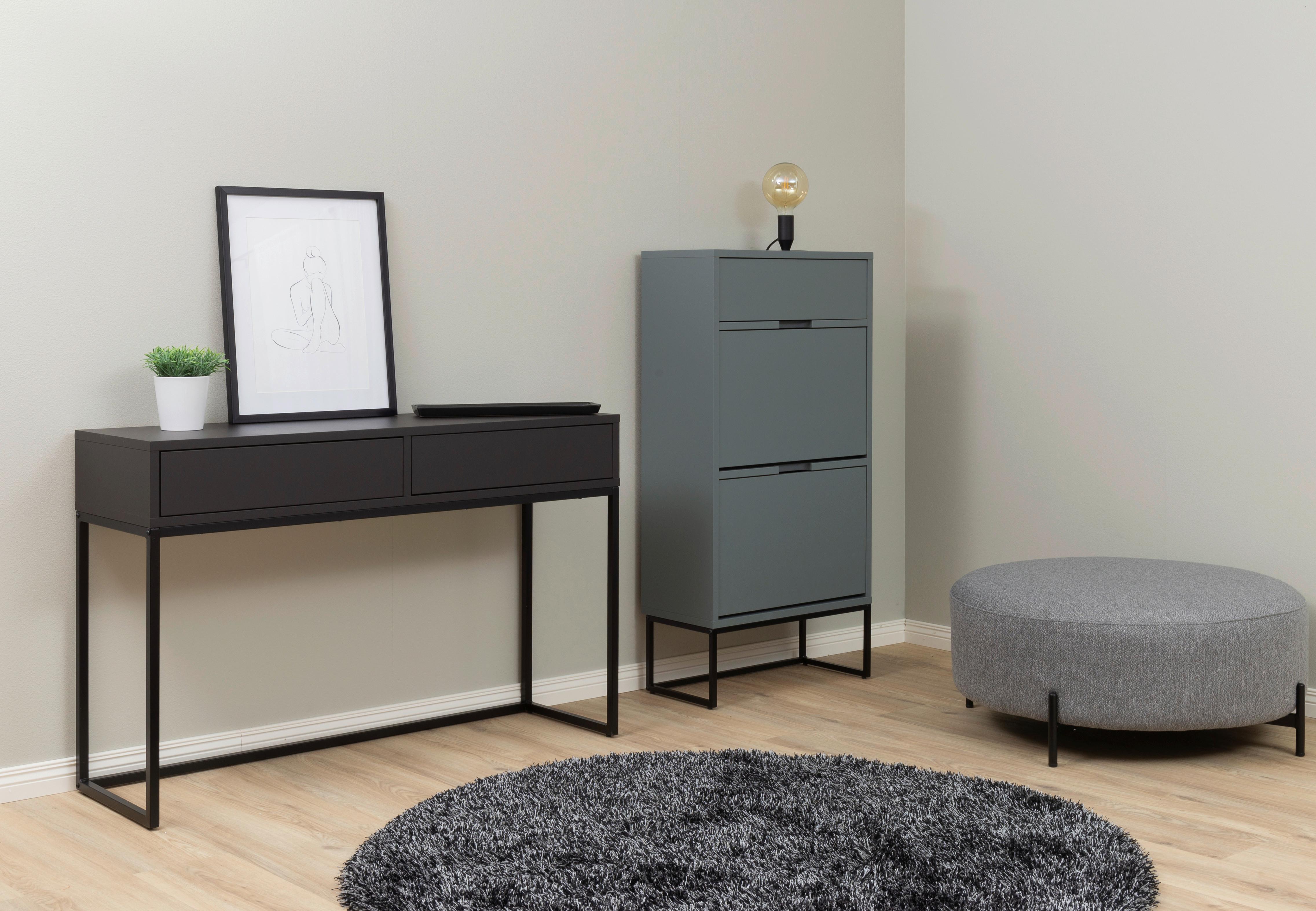 STÓŁ KONSOLA LIPP - czarny, Design, materiał drewnopochodny/metal (118/36/76cm)