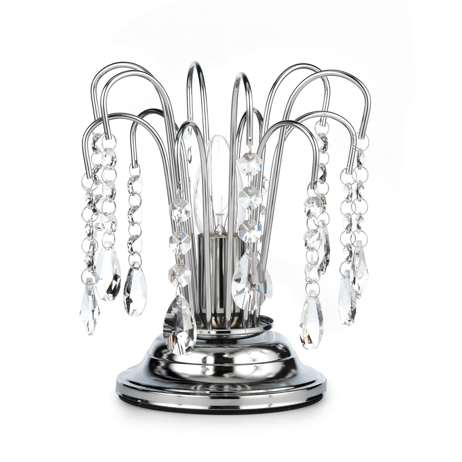 Kristall-Tischleuchte Pioggia Chromfarben max. 6 Watt - Chromfarben, KONVENTIONELL, Glas/Metall (16/23cm)