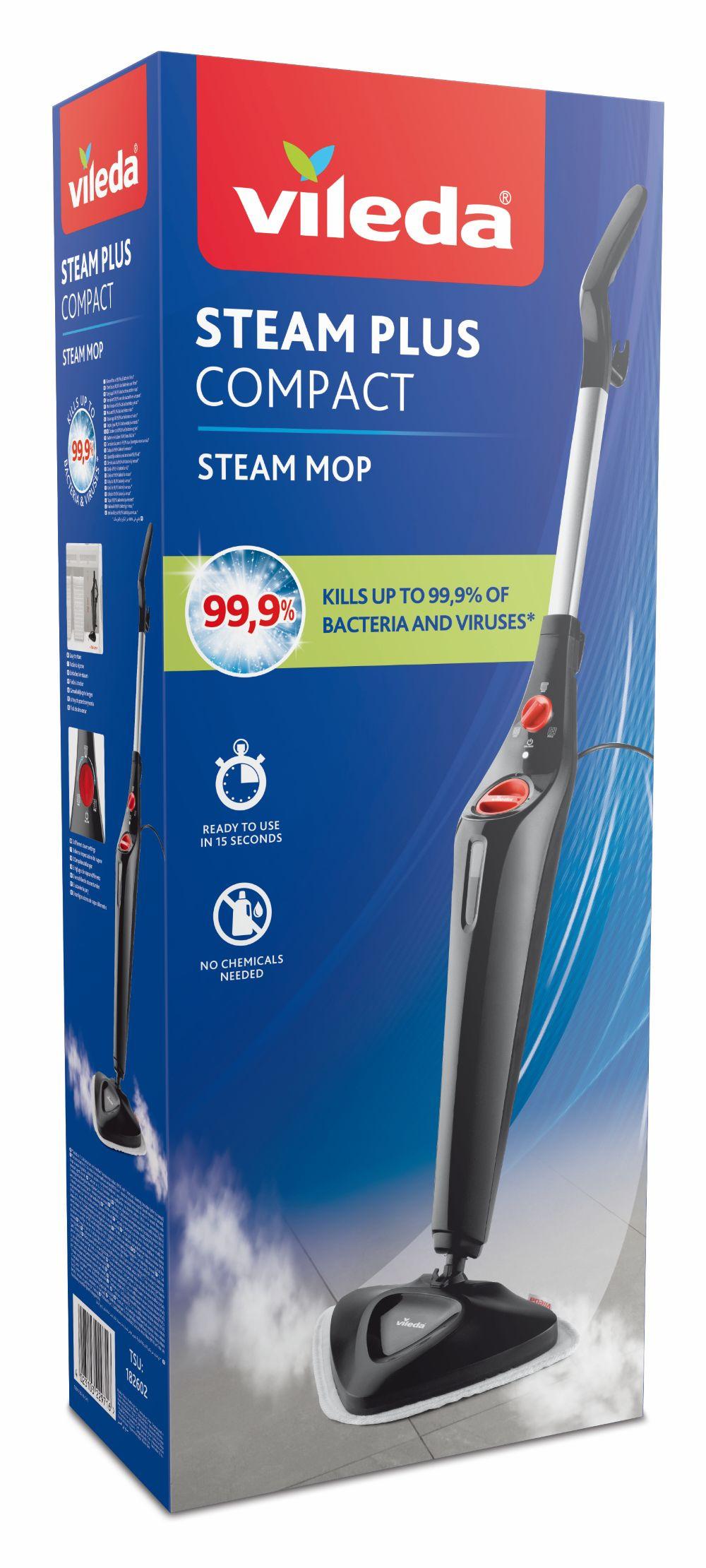 Gőztisztító Vileda Steam Plus - fekete/piros, műanyag (14.7/126/25.6cm) - Vileda