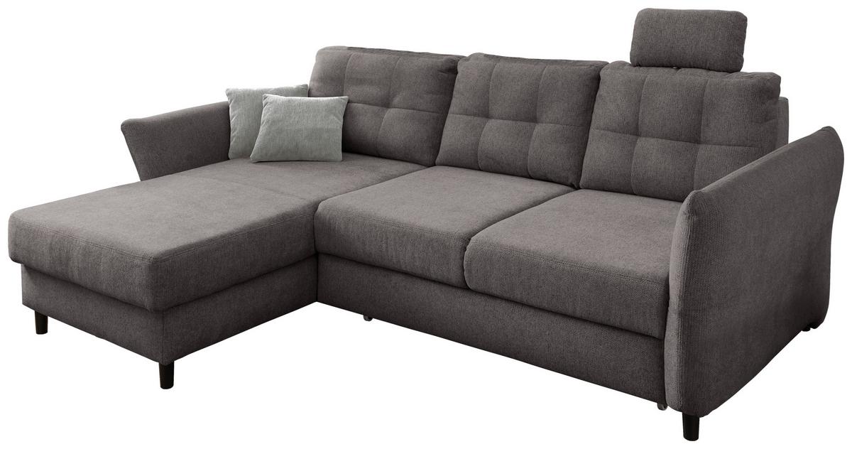 Wohnlandschaft Brizzini Graubraun Chenille - Graubraun/Hellgrau, MODERN, Holz/Textil (176/250-280cm) - Livetastic